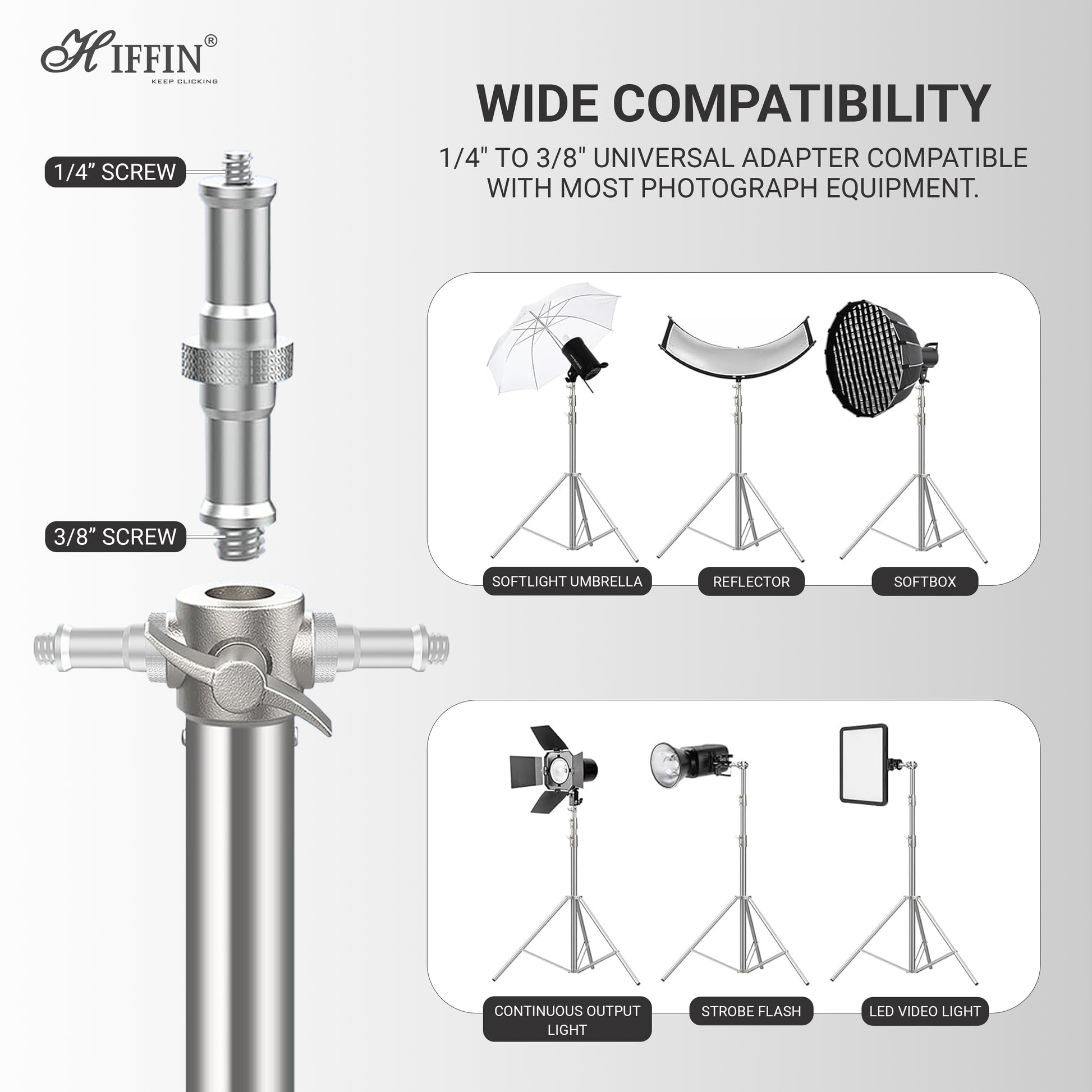 HIFFIN Stainless Steel Heavy Duty CM Adjustable Light Stan