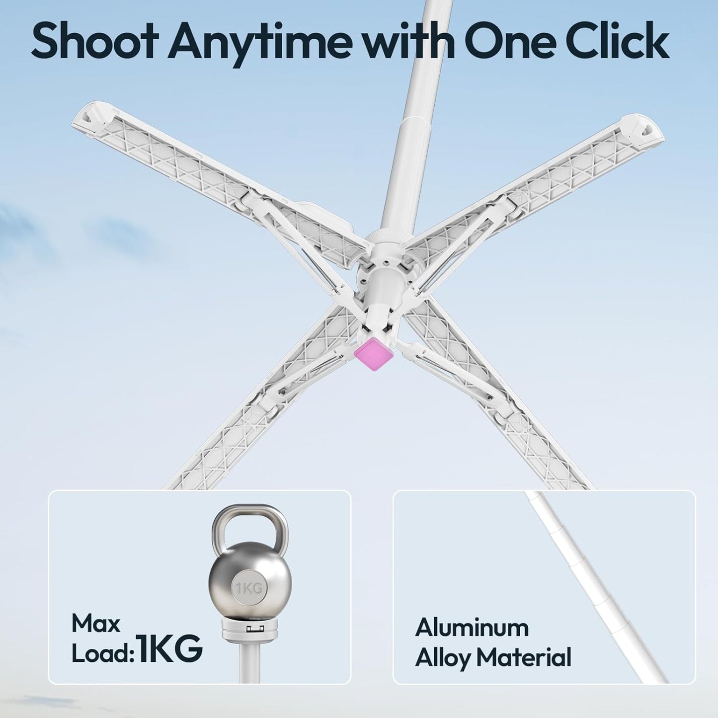 ULANZI MT85 Automatic Phone Tripod, 60″ Auto-Open 4-Leg Stand for iPhone 12–17, Black/White