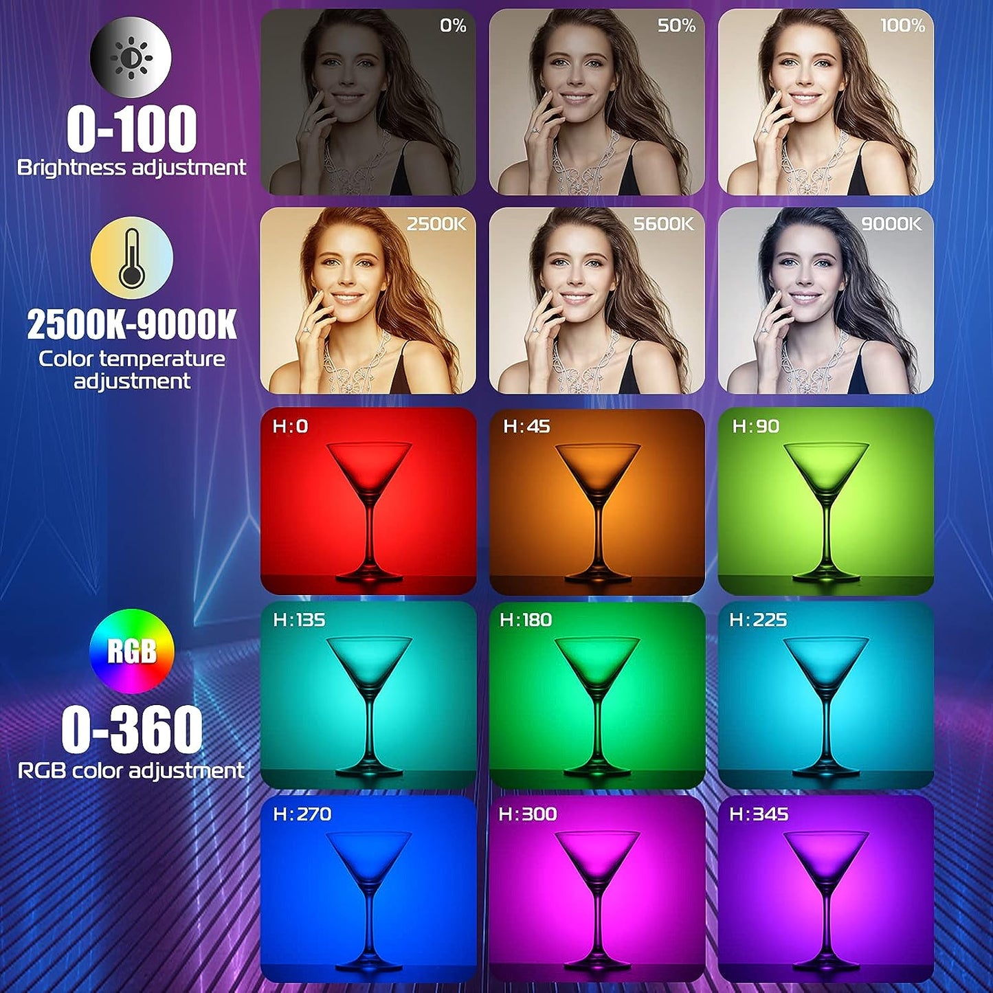 ULANZI Compact Magnetic Handheld 360° RGB LED Video Light, 2000mAh, 2500-9000K Dimmable