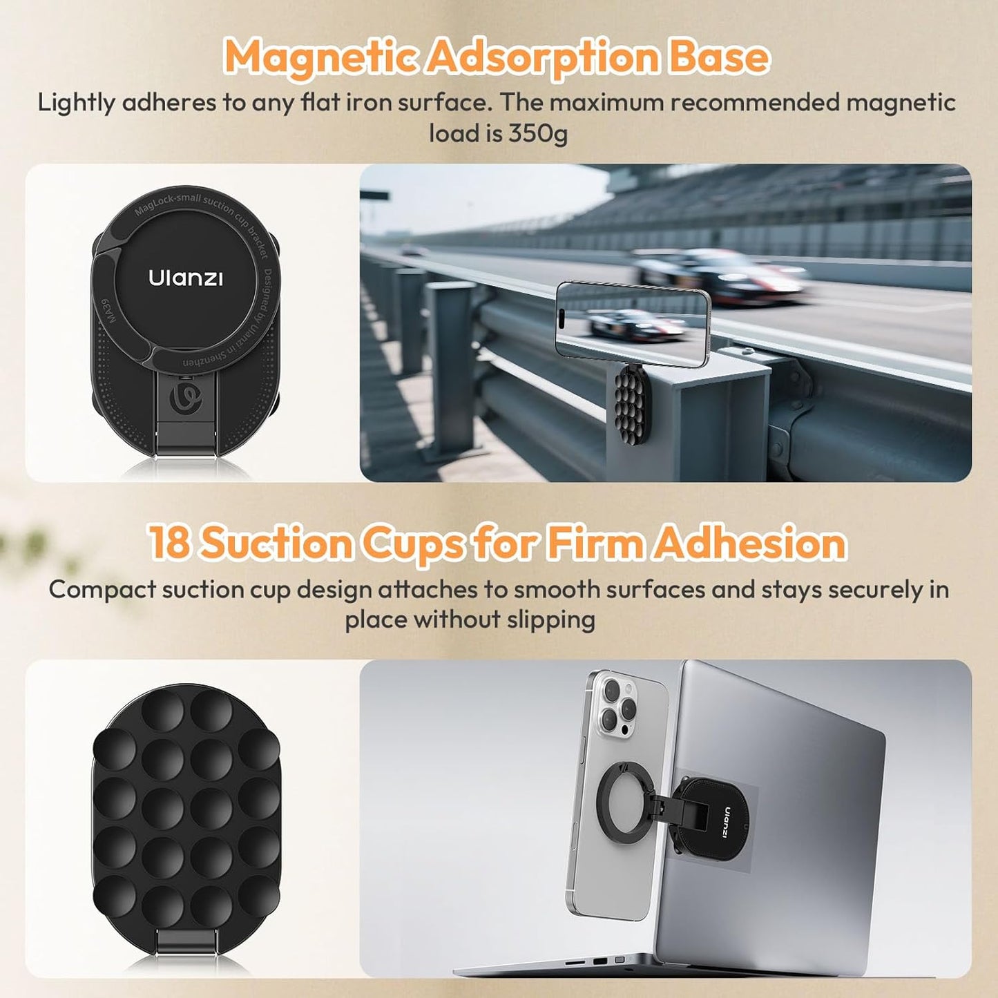 ULANZI MA39 3-in-1 Magnetic Phone Holder for MagSafe with 360° Rotatable Mount