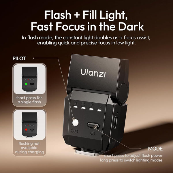 ULANZI SL03 Mini Camera Flash GN8 6500K 90° Light Compatible Sony Canon Nikon Fuji