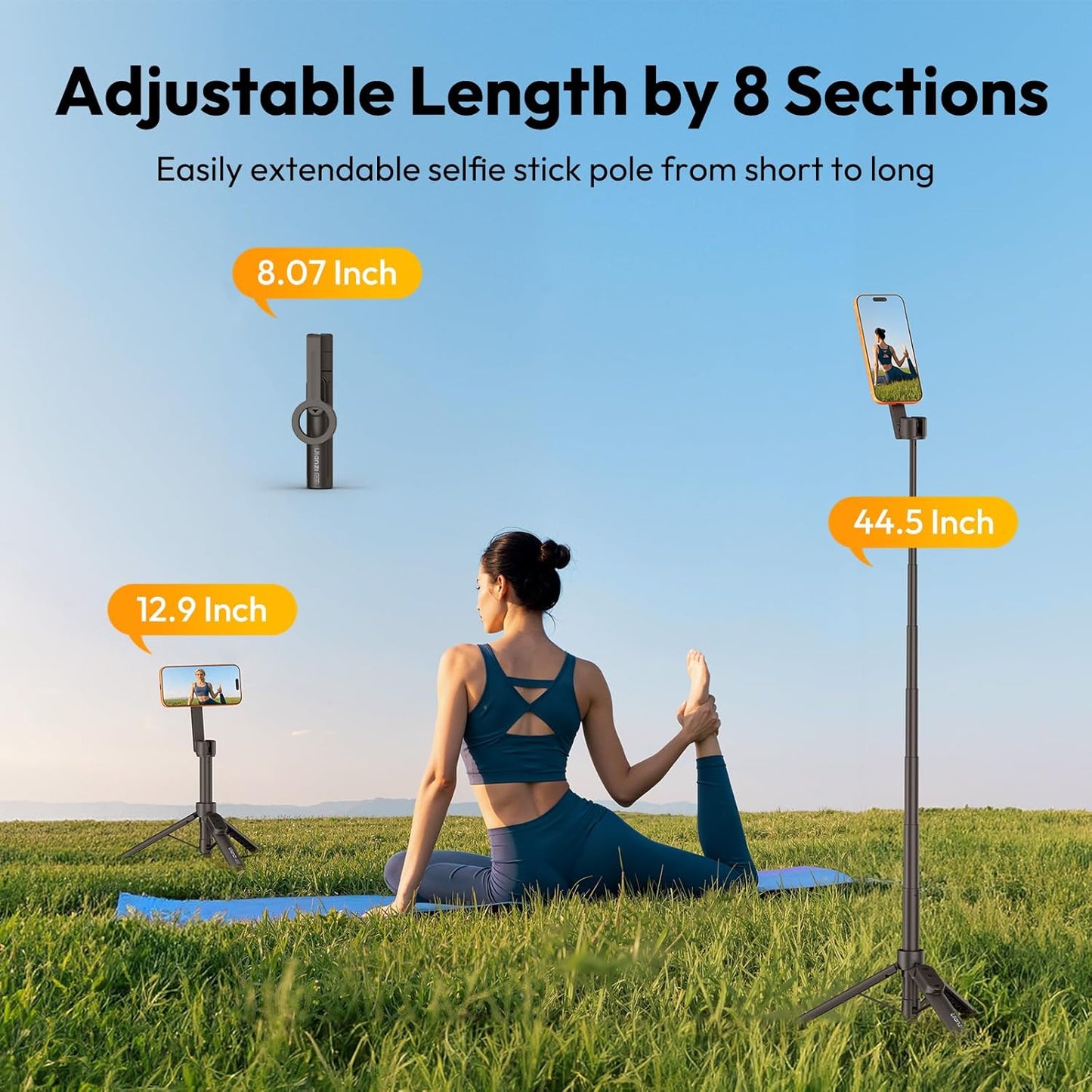 ULANZI SK26 Magnetic 44.5'' MagSafe Tripod/Selfie Stick w Remote iPhone 17 Pro & All