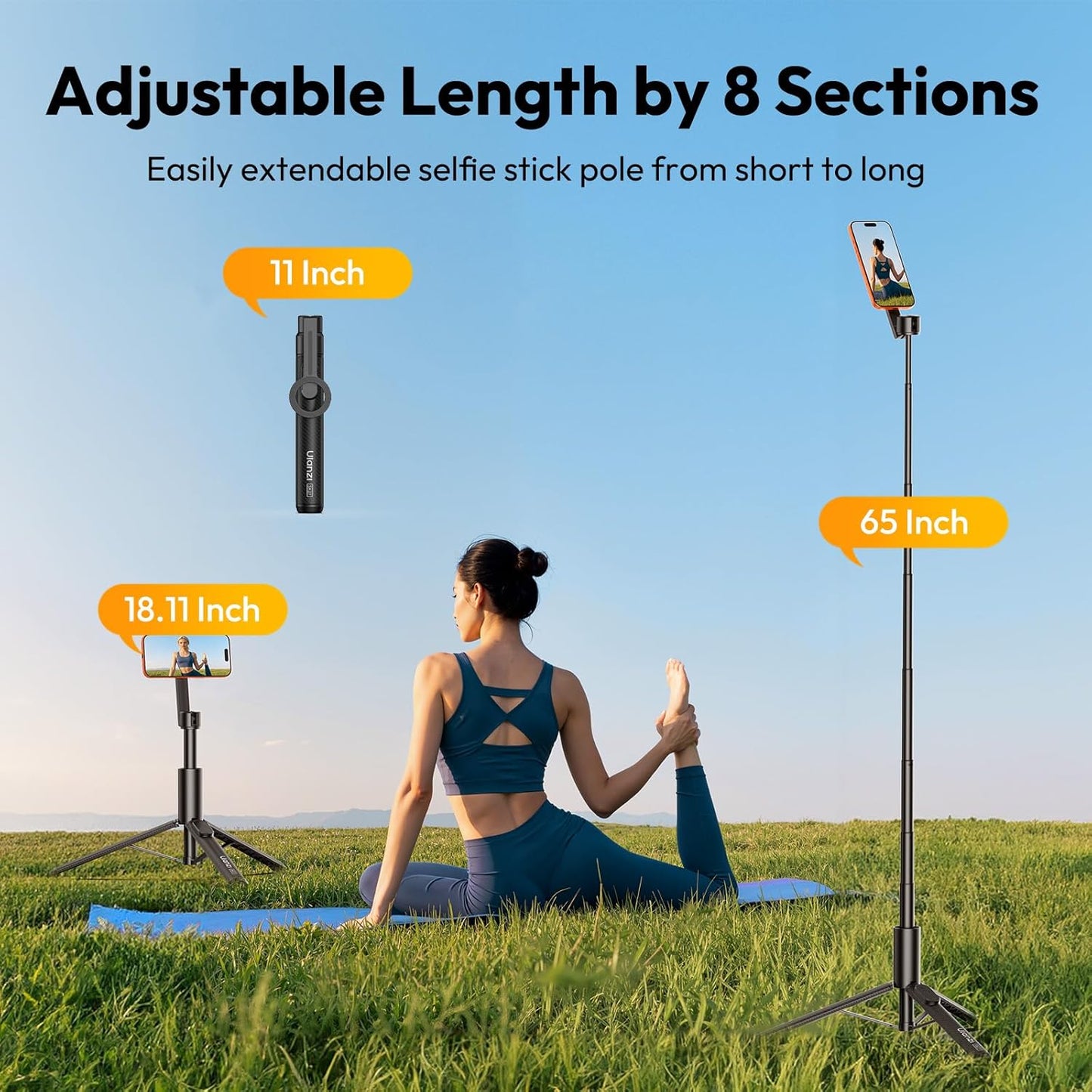 ULANZI SK27 (Magsafe) Magnetic Phone Tripod 165 cm, Selfie Stick w Bluetooth & 25N Magnet
