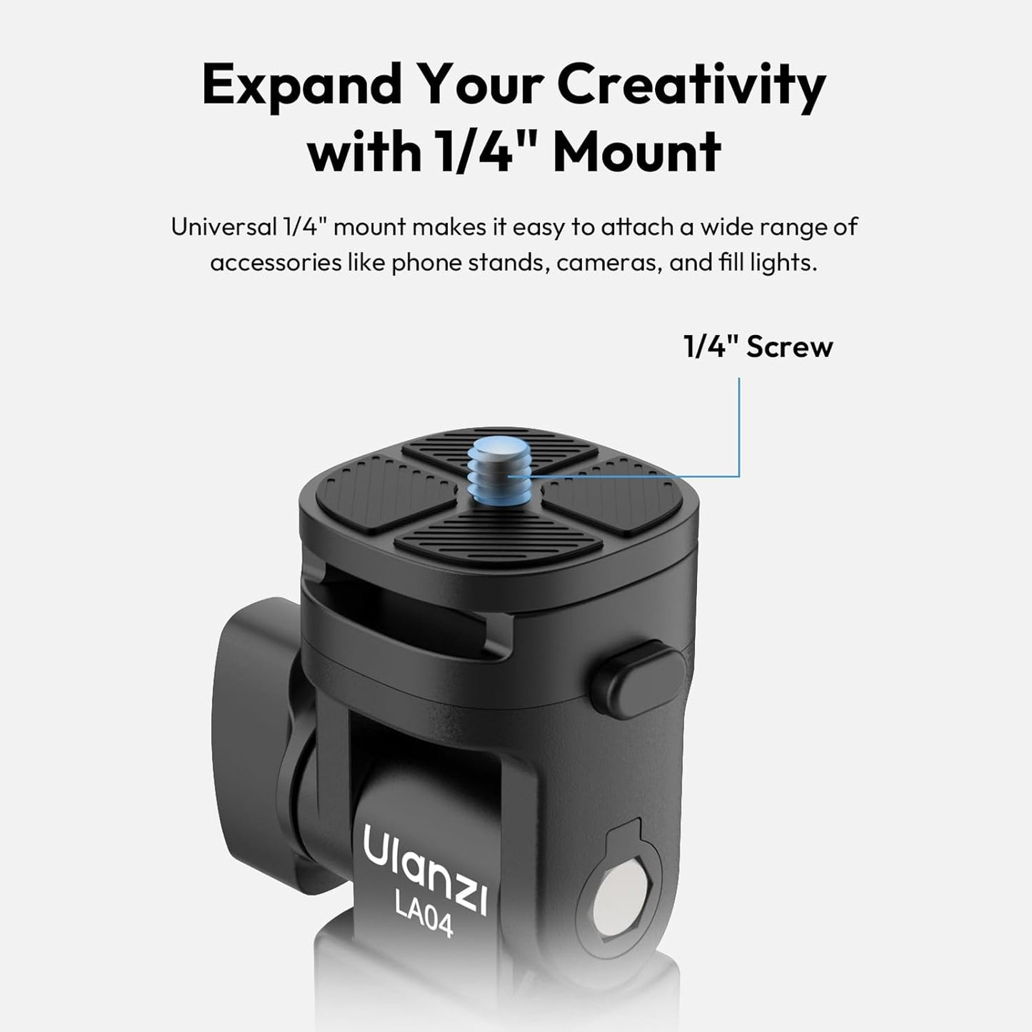 ULANZI LA04 Light Stand Adapter, 1/4” QR Mount, 180° Tilt, 3kg Load Capacity