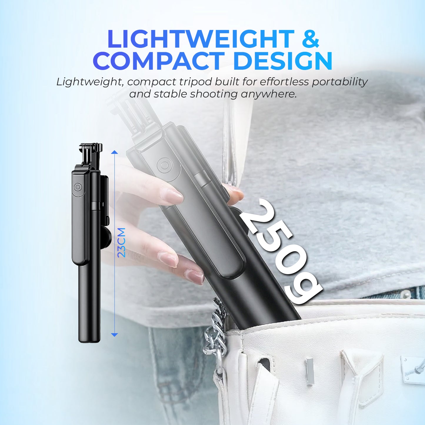 HF-16K 4-in-1 Selfie Stick Tripod w/ LED, 3 Modes, Remote