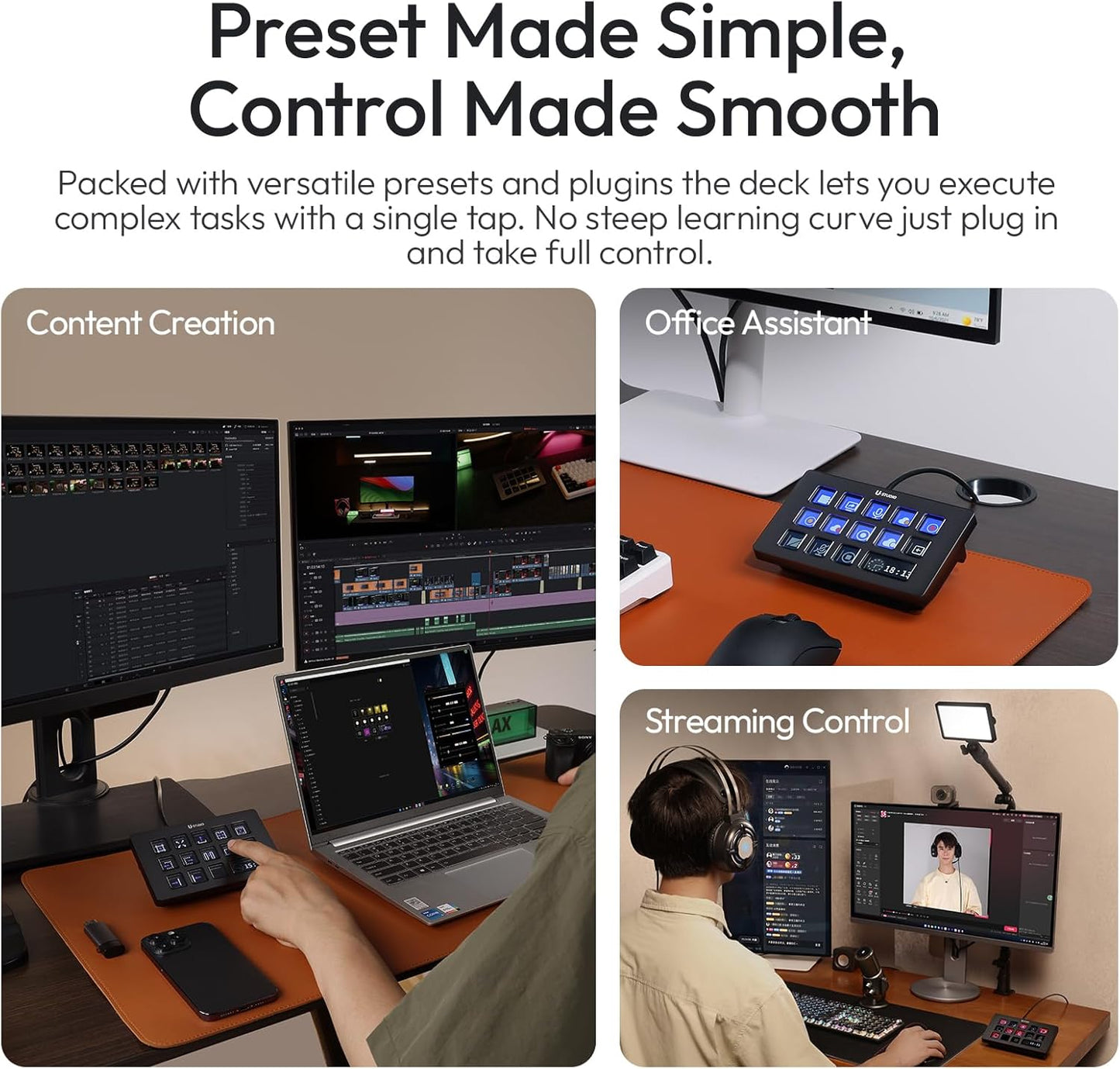 ULANZI D200H 7-in-1 Stream Controller Hub Keyboard w LCD & Programmable Macro Keys