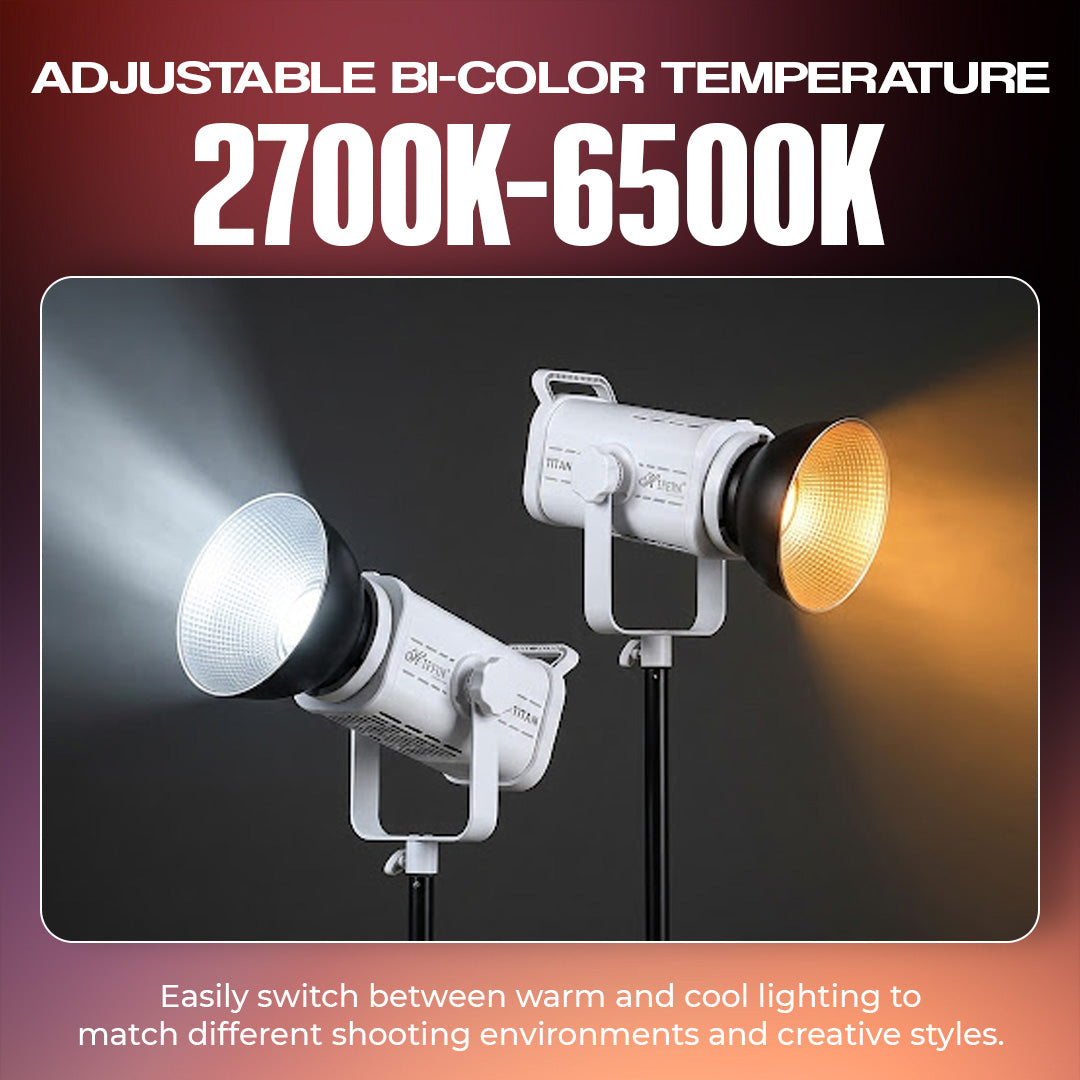 Titan 300W COB LED Video Light, Bi-Color 2700K-6500K, App Control, Bowens Mount