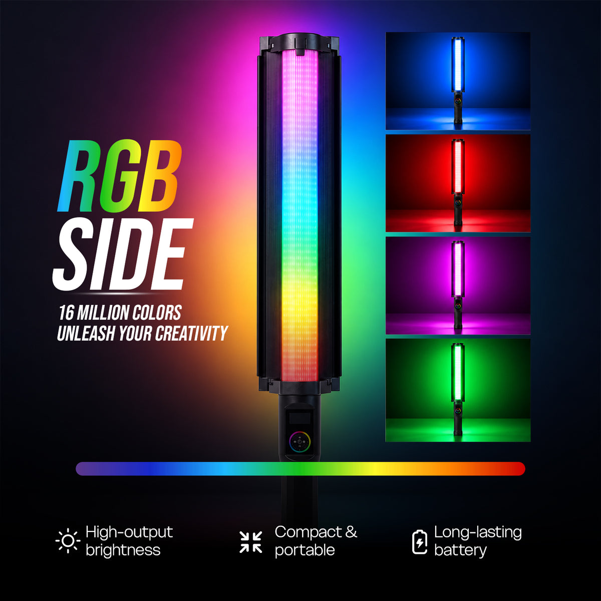 HFB-650 30W RGB Wand Light, 2700K-7500K, 3800 Lumens, 100% Dimming, 11 FX, App