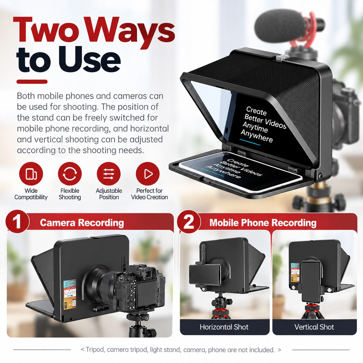 TP7 (9.7") Portable Teleprompter for Camera, Phone & Tablet with Bluetooth Remote