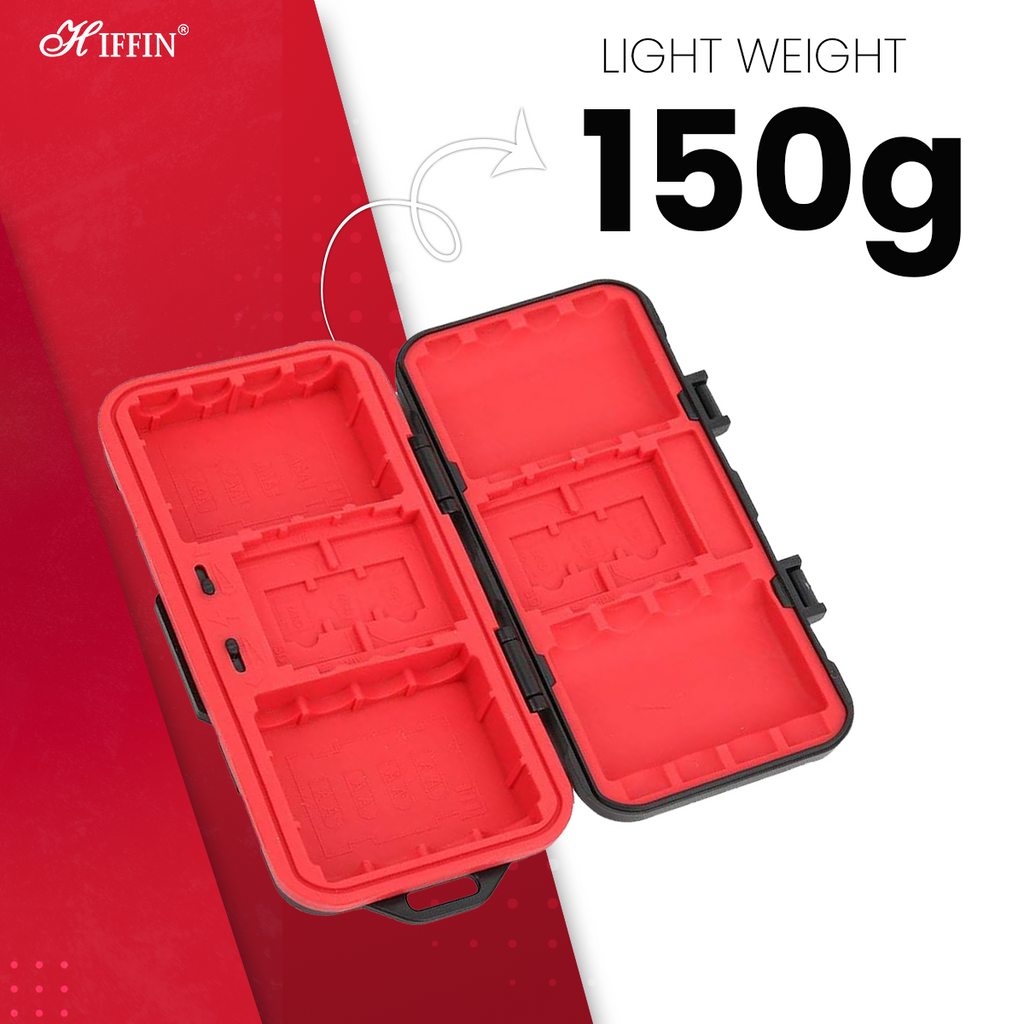 HIFFIN HMC-850 Camera Battery and Memory Card Organizer - Store and Protect 2Pcs Camera Batteries and 14 Memory Cards (4 SD Cards + 8TF Cards + 2CF/XQD Cards) with Ease