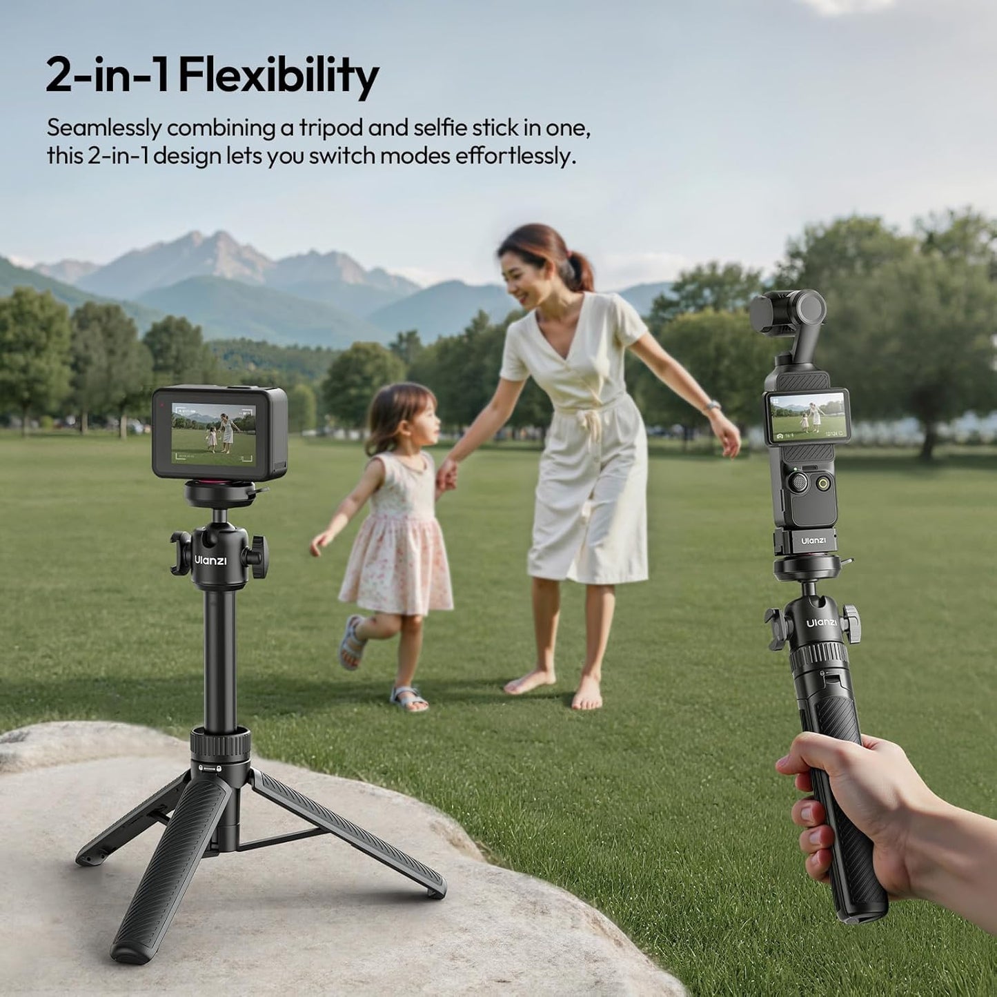 ULANZI MT90 Action Camera Tripod Grip w Ballhead, Cold Shoe & CKA Quick Release