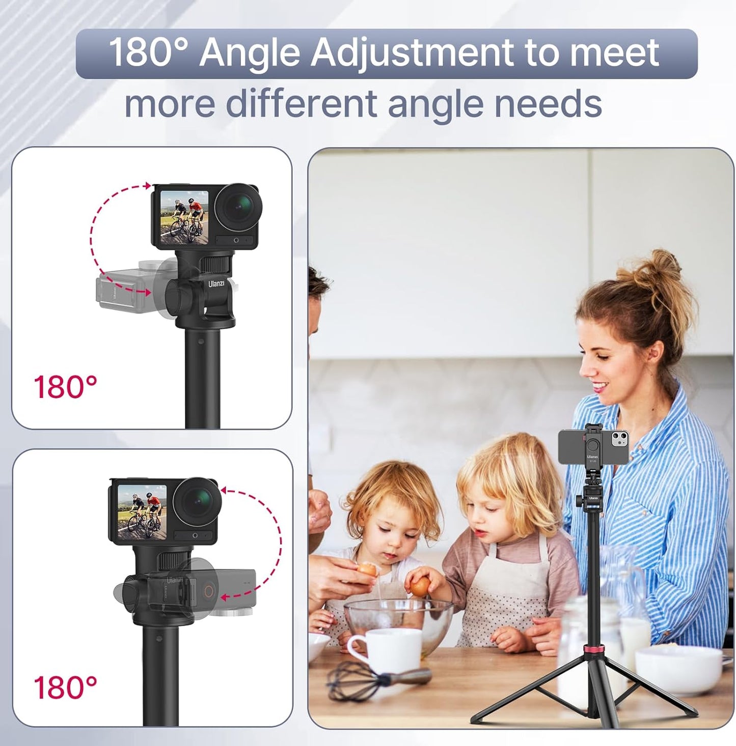 Ulanzi MT-79 Extendable Aluminum Tripod, 81" Adjustable Stand, 360° Head