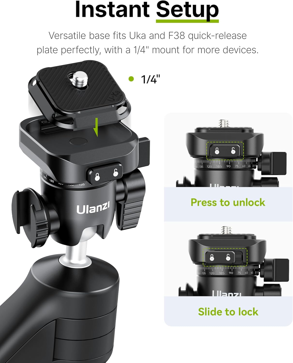 ULANZI TT38 Mini Tripod w/ Uka F38 QR for DJI/Insta360/Sony, Tabletop Stand