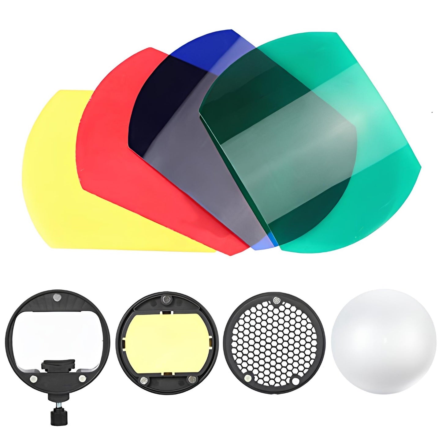 HIFFIN Flash Diffuser Light Softbox Speedlite Flash Accessories Kit Color Filter Honeycomb Grid Reflector Diffuser Ball with Universal Magnetic Mount
