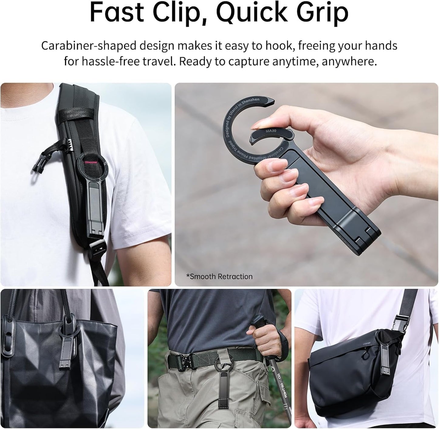 Ulanzi MA30 Carabiner-Mounted Phone Tripod