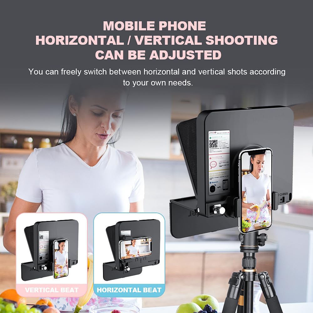 LENSGO TC7S Portable Teleprompter for Phone, Mini with Remote, iPhone & Android