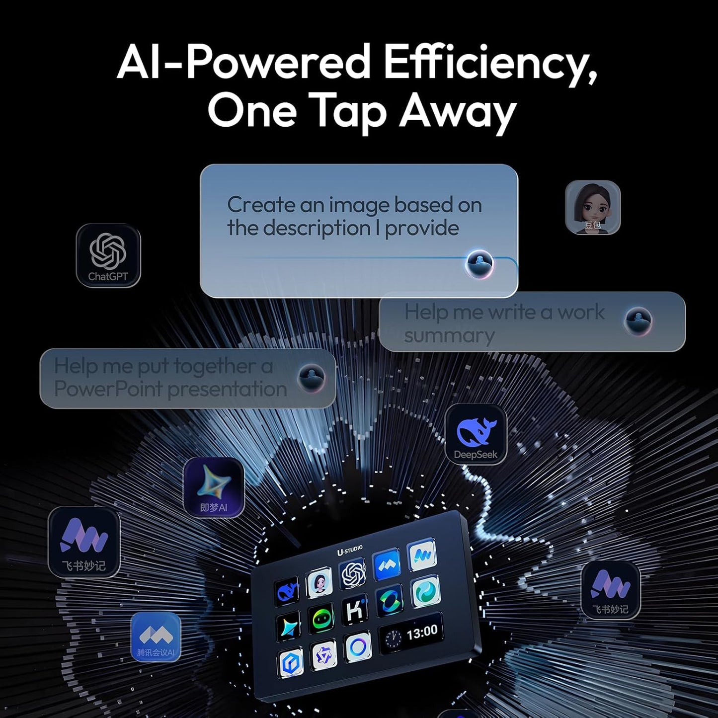 ULANZI D200H 7-in-1 Stream Controller Hub Keyboard w LCD & Programmable Macro Keys