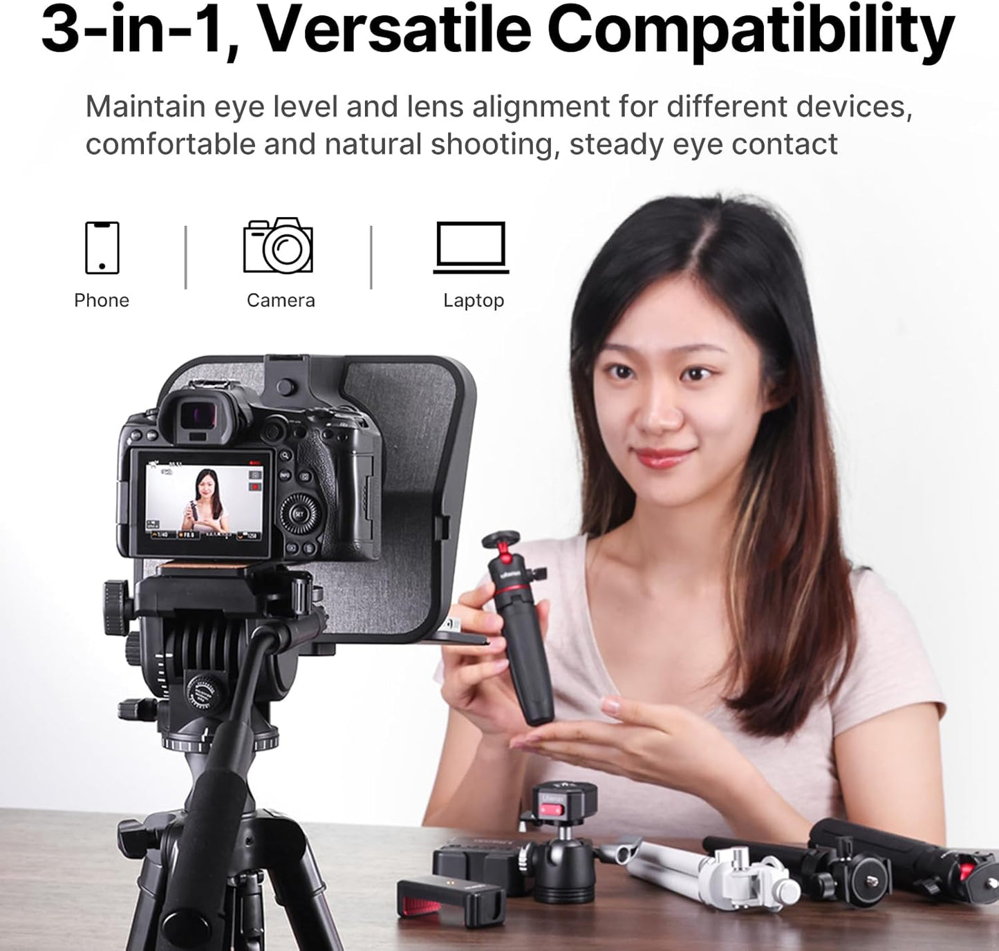 Ulanzi RT02 Universal Teleprompter for Tablets and Smartphones with Remote Control R004GBB1