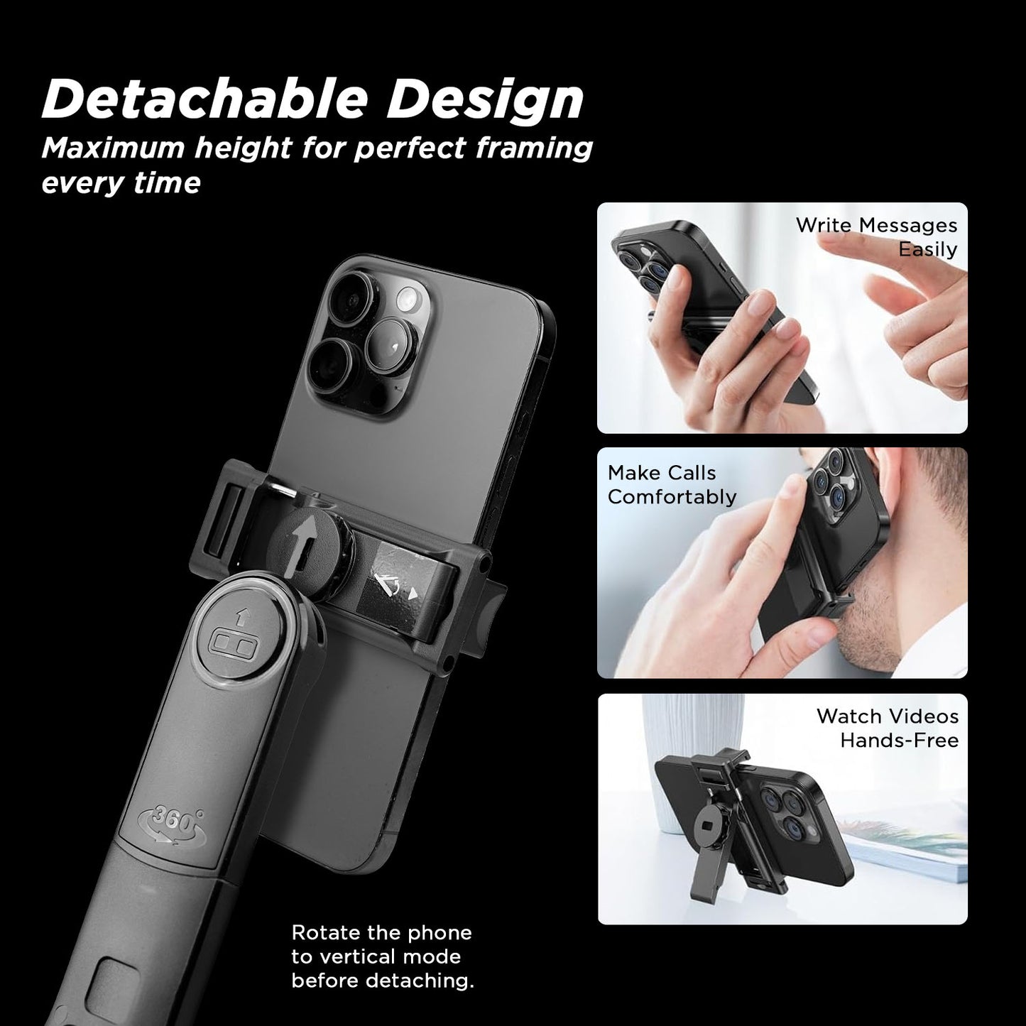 H8 Smart AI 360° Face-Tracking Selfie Stick Tripod, 63in/160cm Quad-Leg Stand