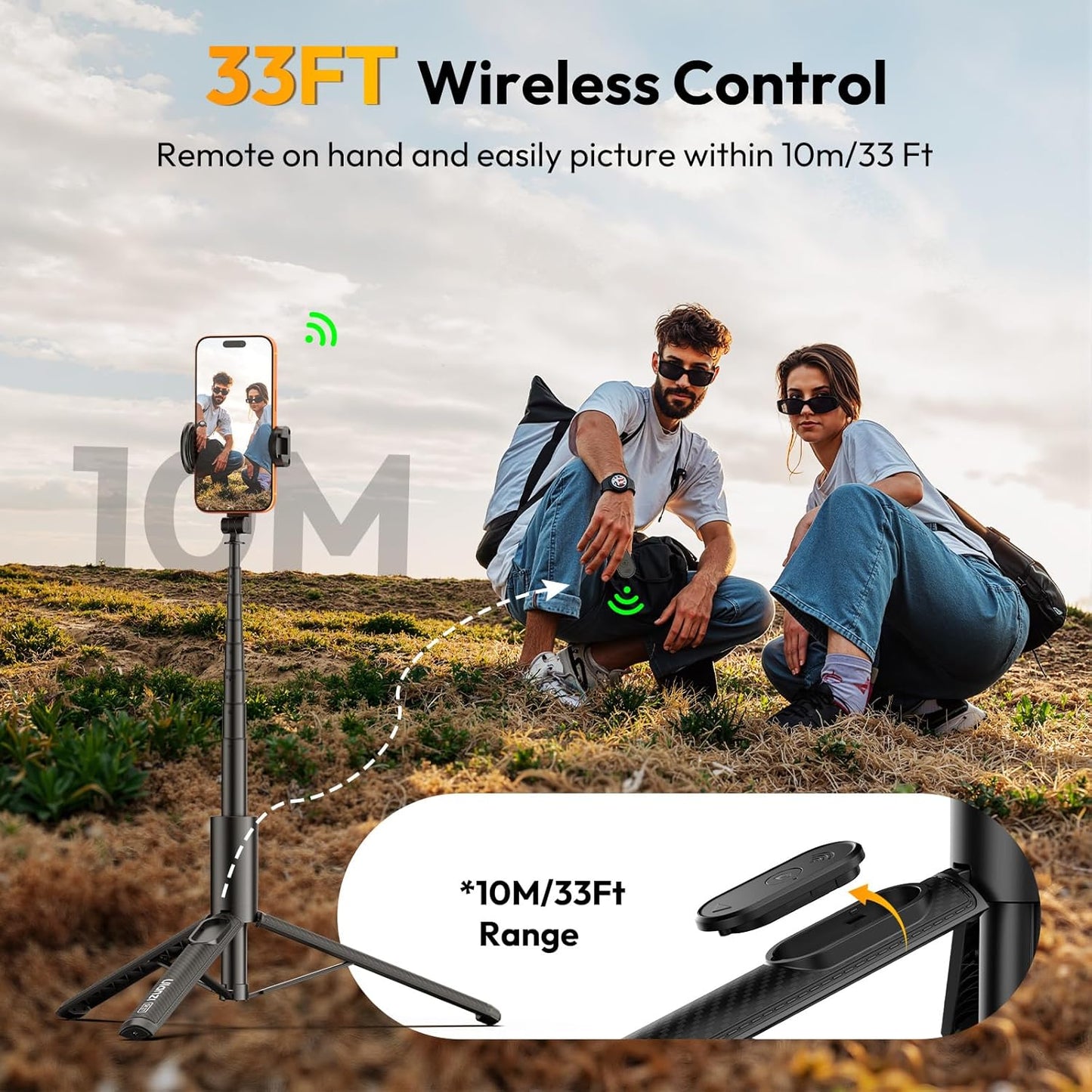 ULANZI SK27 61'' Extendable Phone Tripod/Selfie Stick, Bluetooth Remote