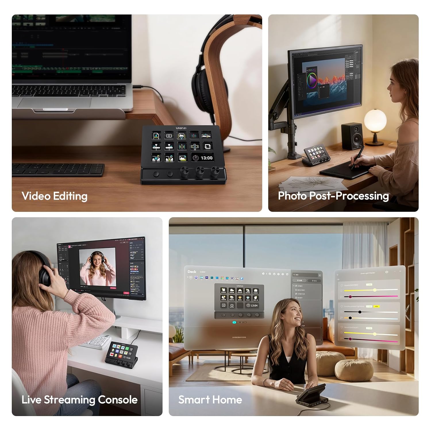 ULANZI D200X Stream Controller 14 LCD Keys & 8-in-1 USB-C Hub 4K