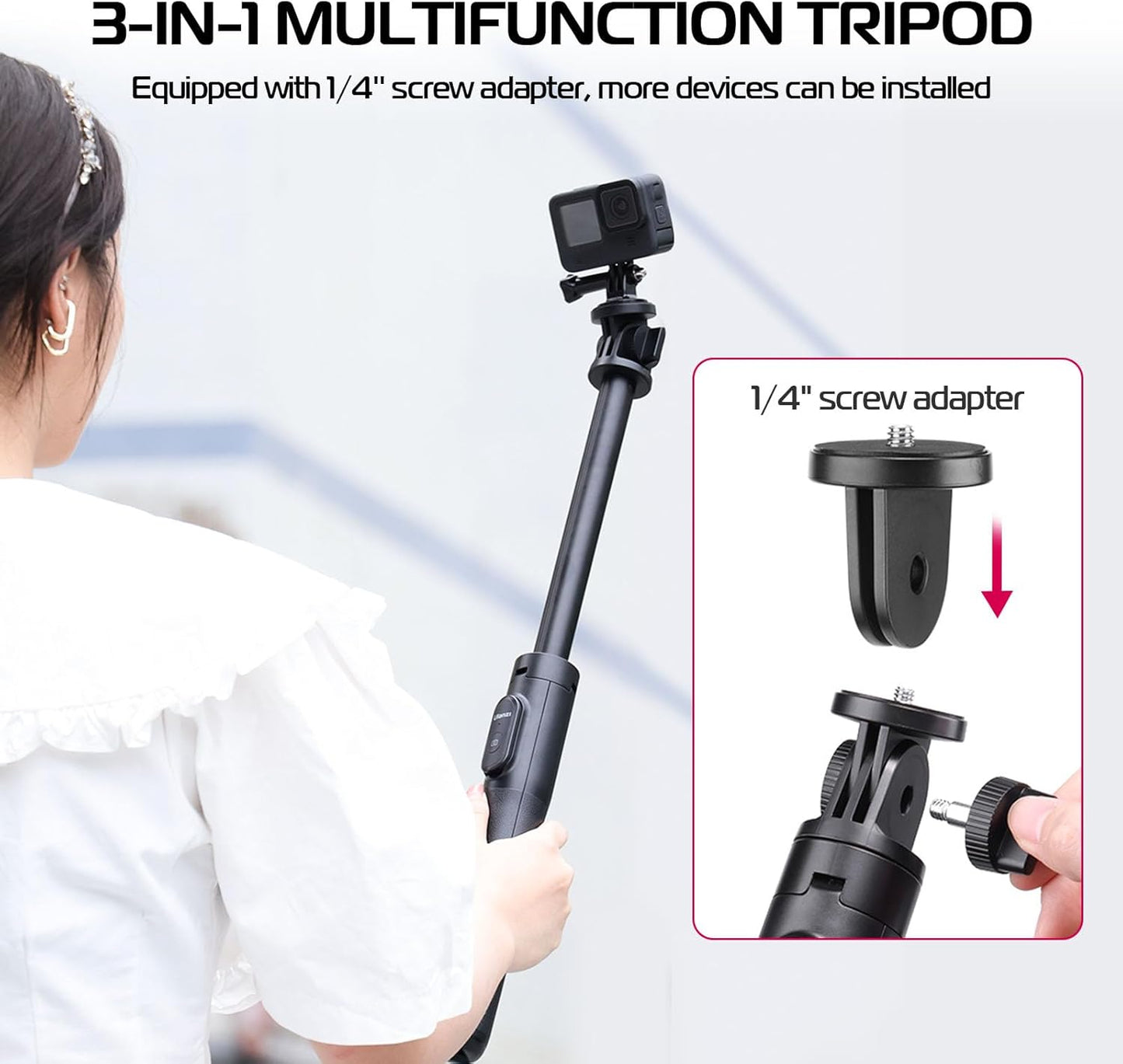 Ulanzi SK-03 1.6M Livestream Selfie Stick, 360 Rotation, Bluetooth
