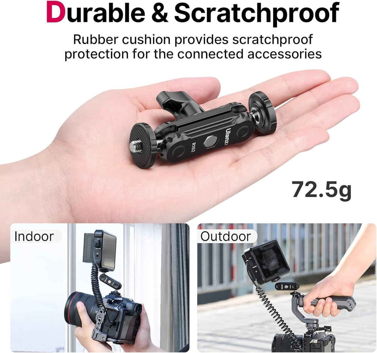 ULANZI R102 Magic Arm Double Ballhead 1/4'' Screw Monitor Mount Bracket