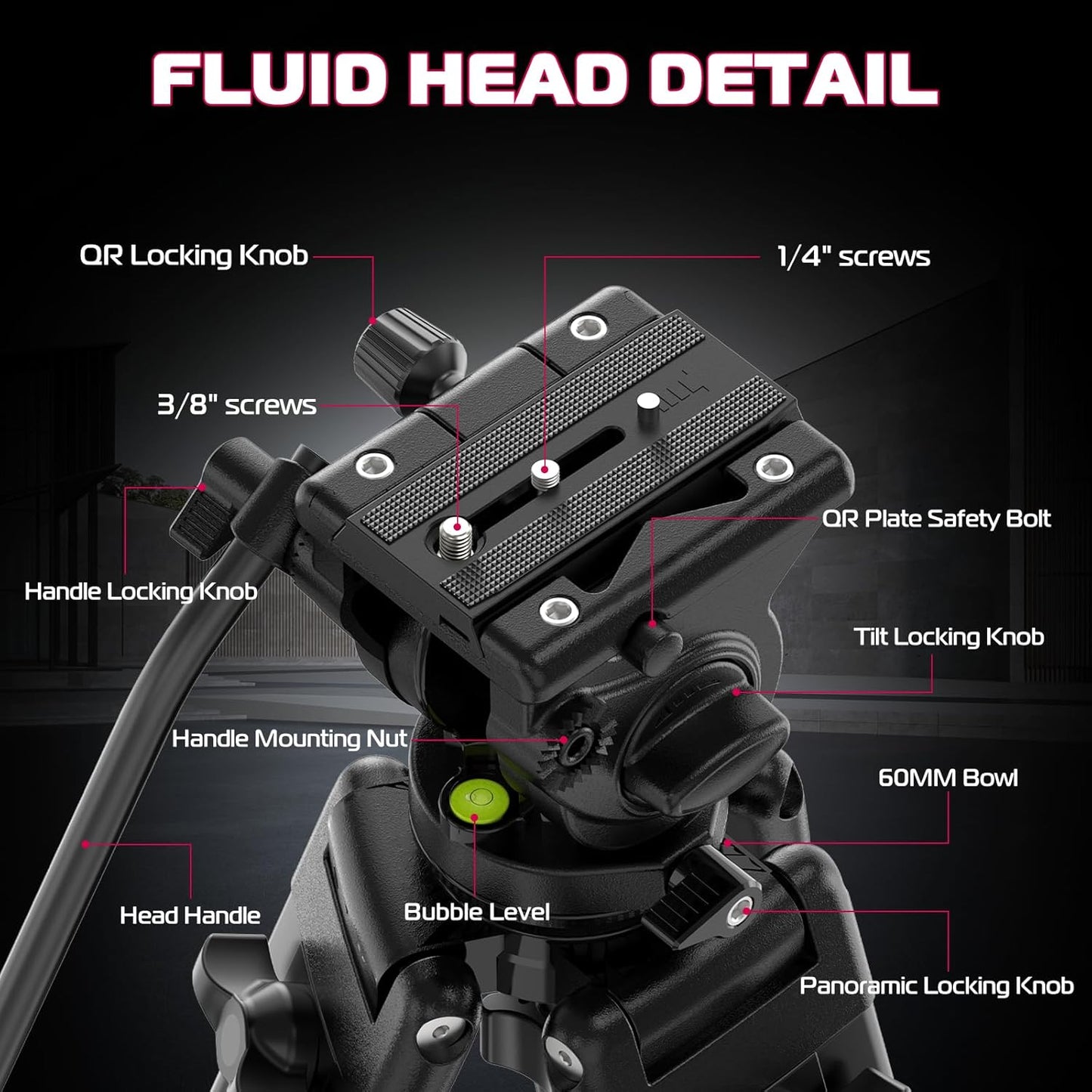 ULANZI MT-81 61in/155cm Camera Tripod 360° Fluid Head Aluminum 8kg Load