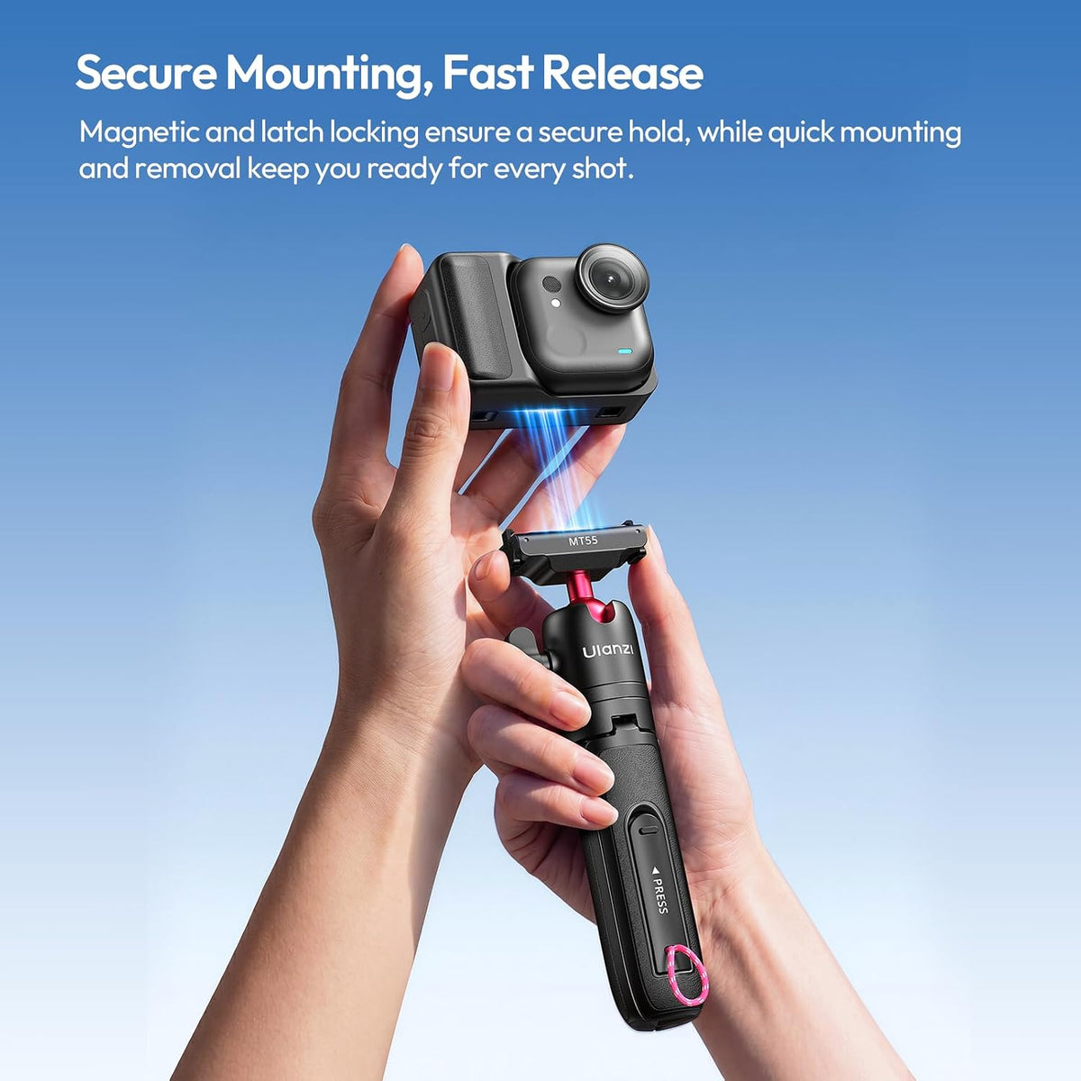ULANZI MT55 Magnetic Mini Selfie Stick Tripod for Insta360 GO Ultra- Snapgo