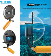 TELESIN 6-inch Dome Port Lens for Hero 12, 11/10/9 Black - Complete Underwater Photography Kit with Waterproof Housing, Floating Grip Trigger, and Transparent Cover