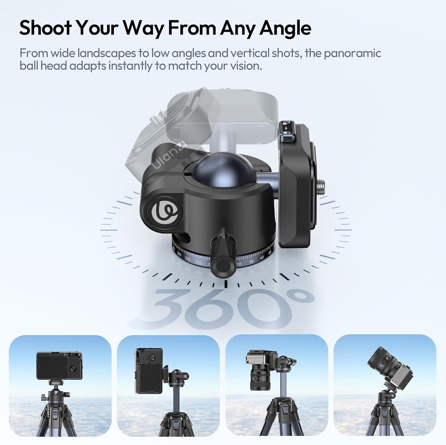Ulanzi OMBRA II Travel Camera Tripod (T156) – Lightweight Portable Black Tripod