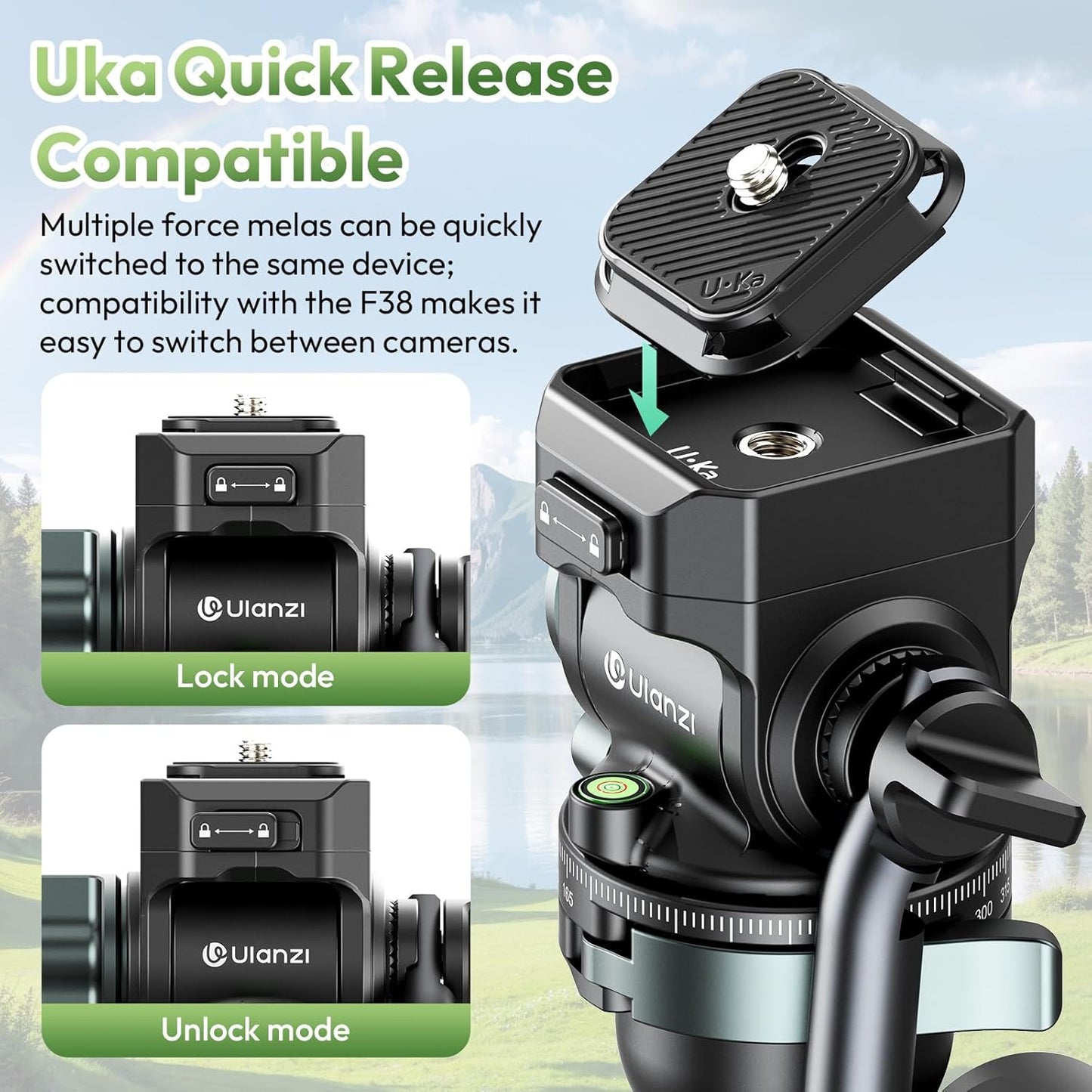 ULANZI JJ06 GlideGo Carbon Fiber Video Tripod, Dual 360° Pan Head, 73.6 inch Max Height, 11 lb Load