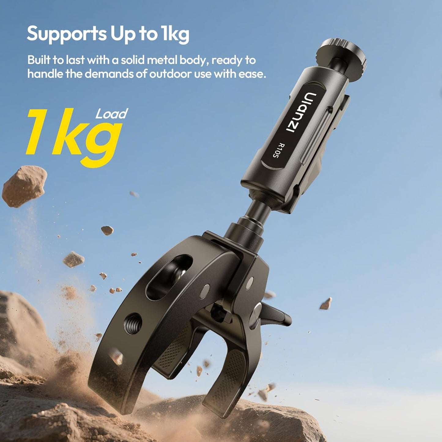 ULANZI R105 Super Clamp with 360° Dual Ballhead Arm, Y-Claw Mount for GoPro, Insta360, DJI