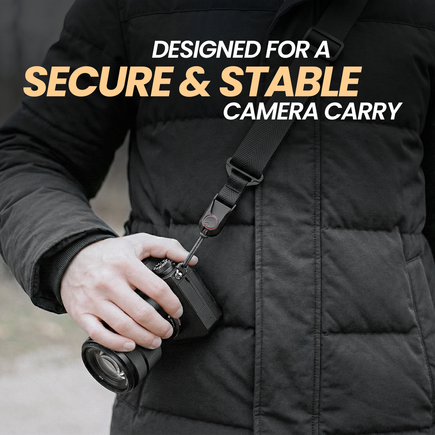 Slide Belt Adjustable Neck/Shoulder Sling Strap, QR Black Nylon, 61–124cm DSLR