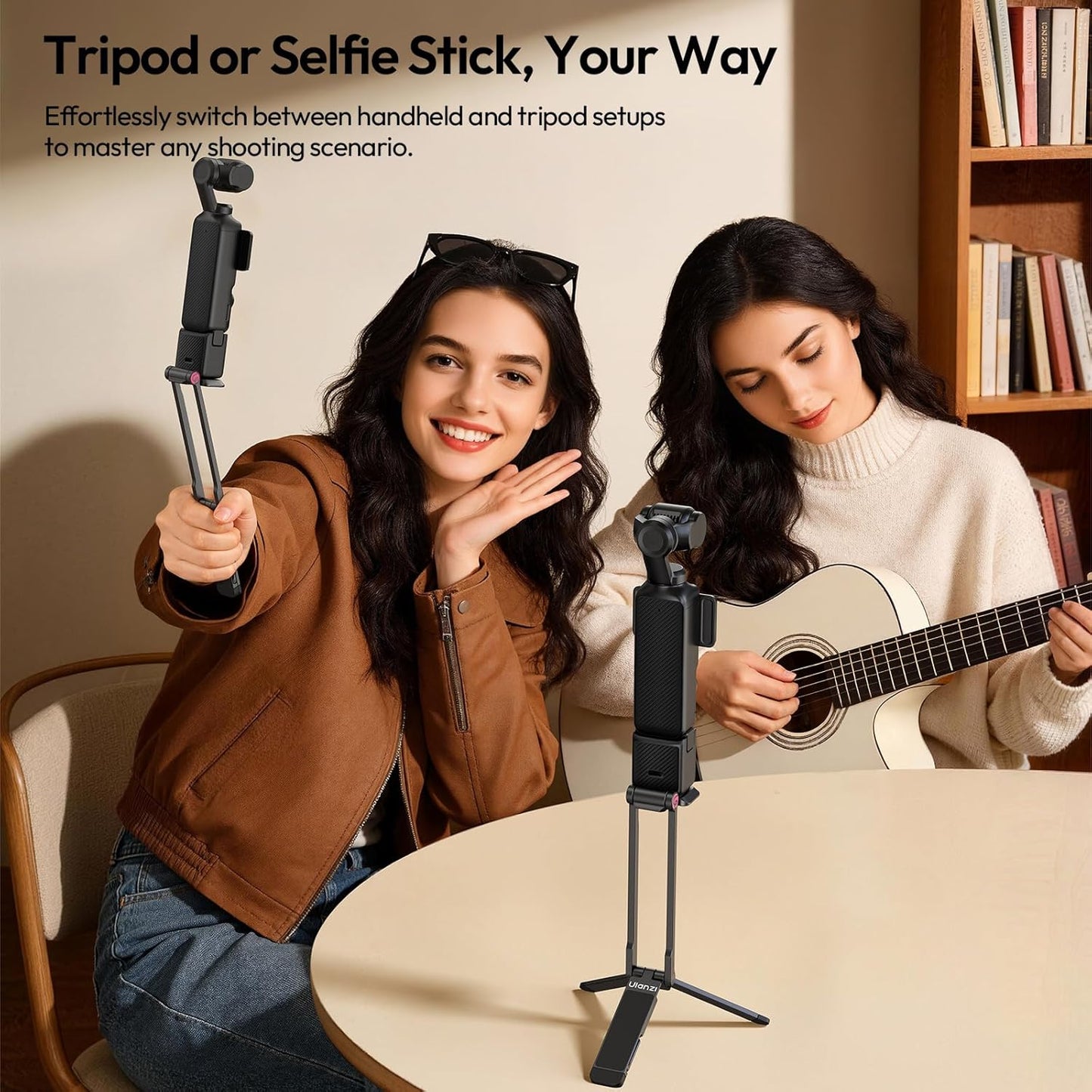 ULANZI MA66 Tripod for DJI Pocket 3/4, QR, Arca, Selfie Stick Stand