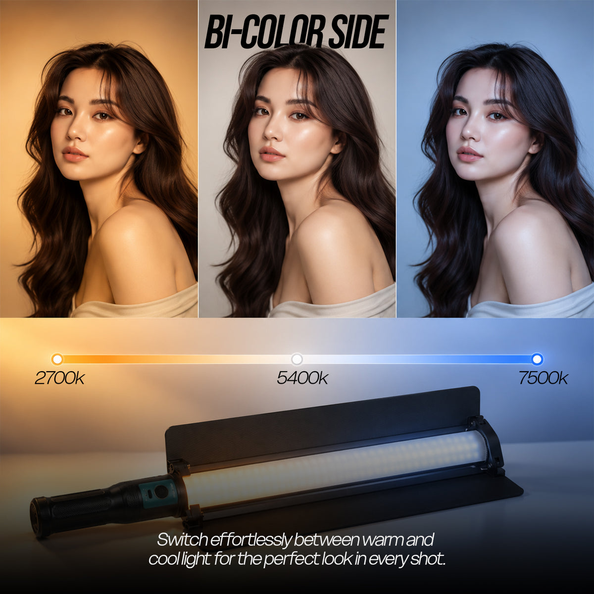 HFB-650 30W RGB Wand Light, 2700K-7500K, 3800 Lumens, 100% Dimming, 11 FX, App