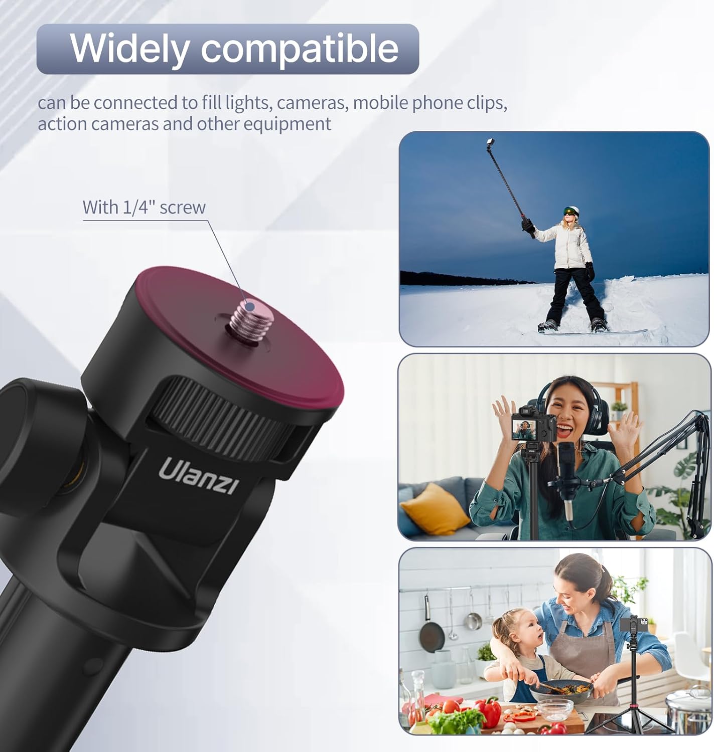 Ulanzi MT-79 Extendable Aluminum Tripod, 81" Adjustable Stand, 360° Head
