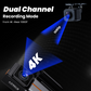 RoadCam X2 4K Front + 1080P Rear Dashcam, Night Vision, WiFi, G-Sensor