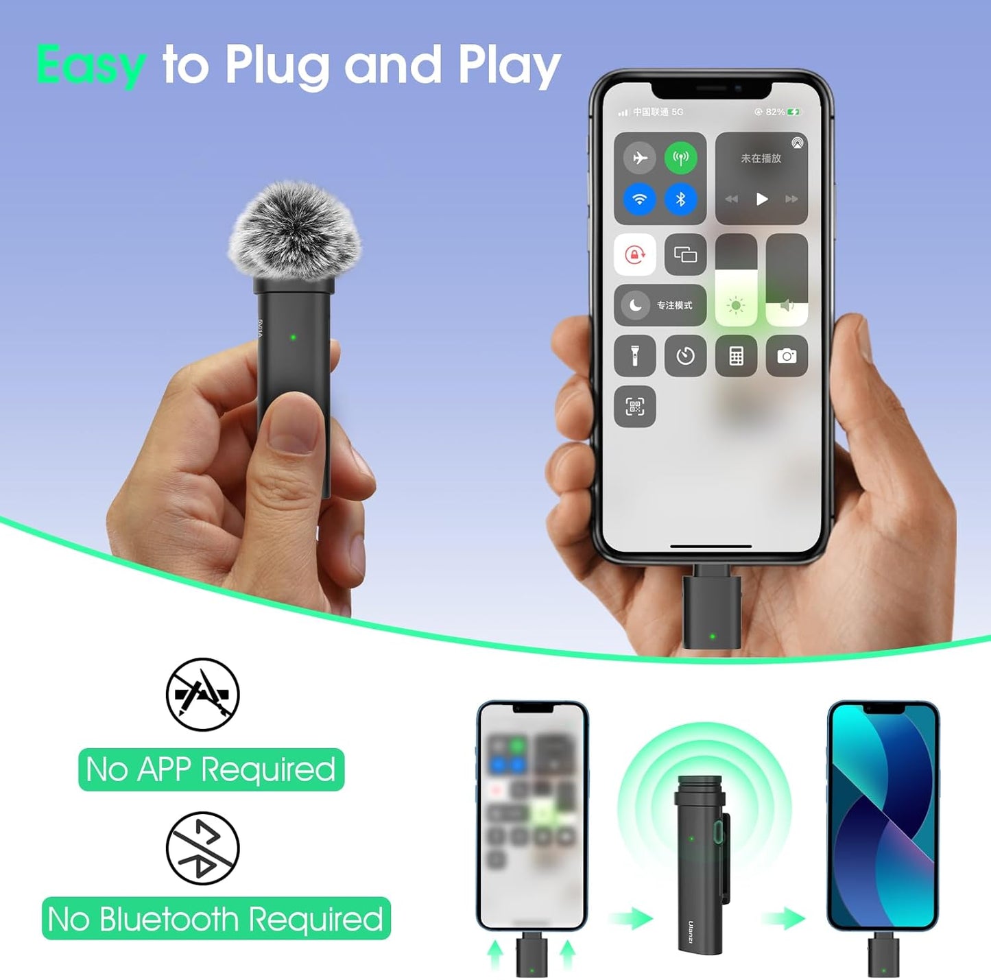 ULANZI WM01 Wireless Lavalier Microphone for Smartphone Video Recording