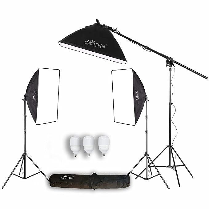 HIFFIN SL50 3 Point LED Photo & Video, Photography Softbox Lighting Kit for YouTube Videography, Portrait Shooting Studio Lights,