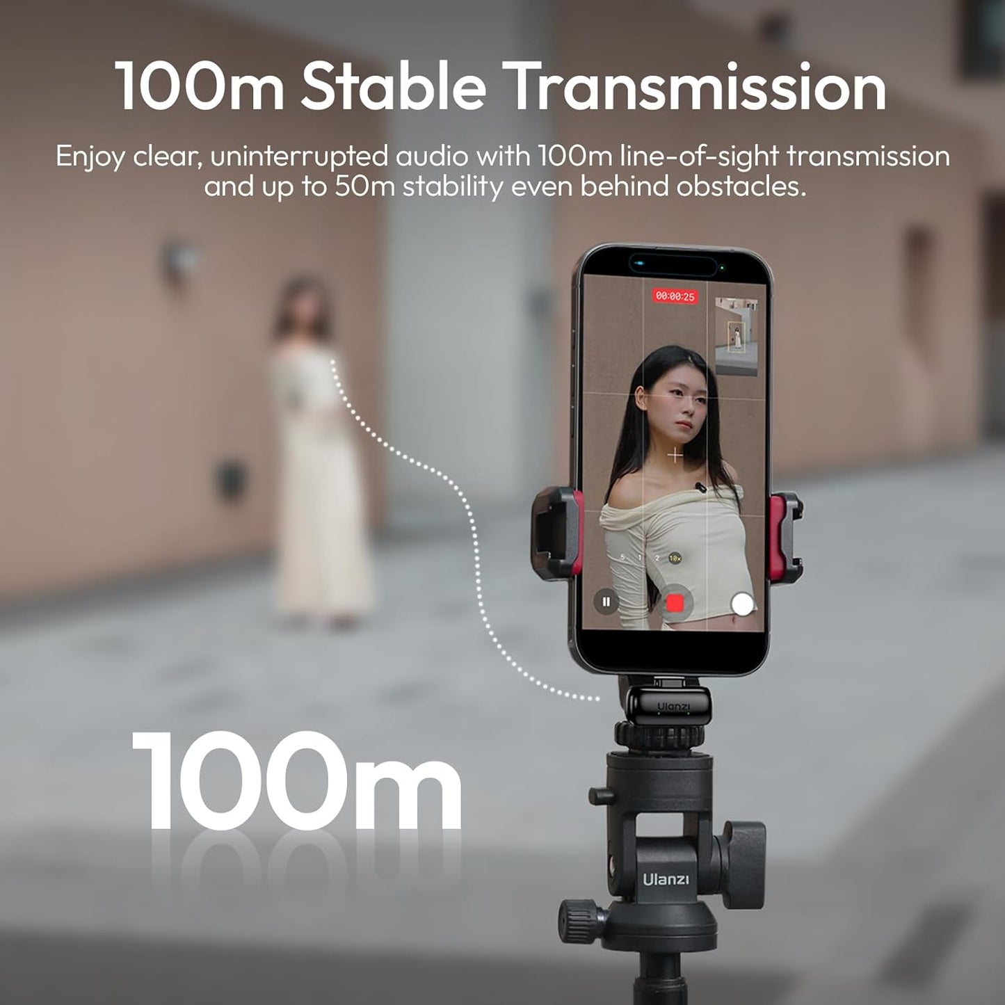 ULANZI A200 Mini Wireless Lapel Mic, USB-C Plug-Play, 48kHz, Noise Cancel, 100m, 30H