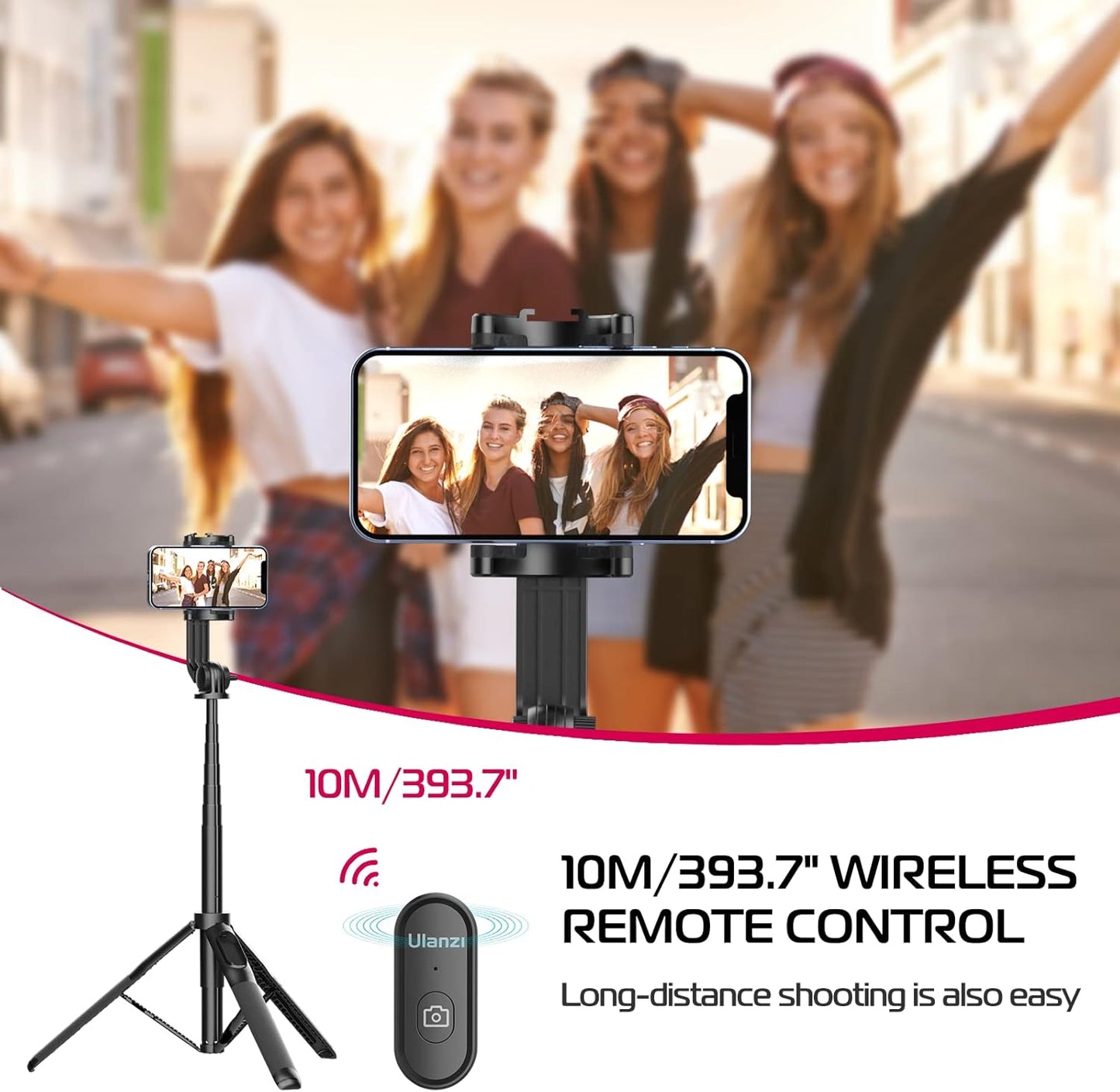 Ulanzi SK-03 1.6M Livestream Selfie Stick, 360 Rotation, Bluetooth