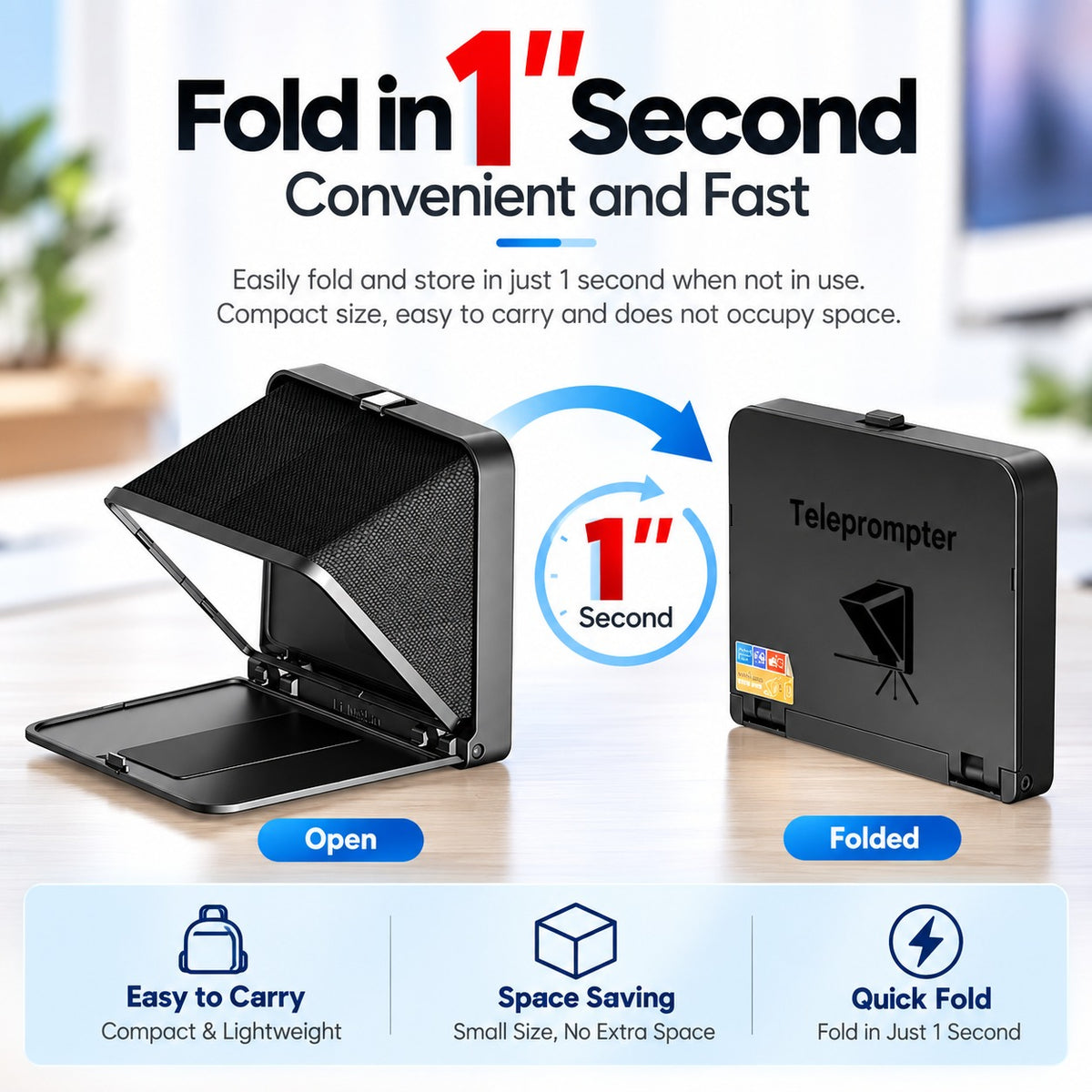TP7 (9.7") Portable Teleprompter for Camera, Phone & Tablet with Bluetooth Remote