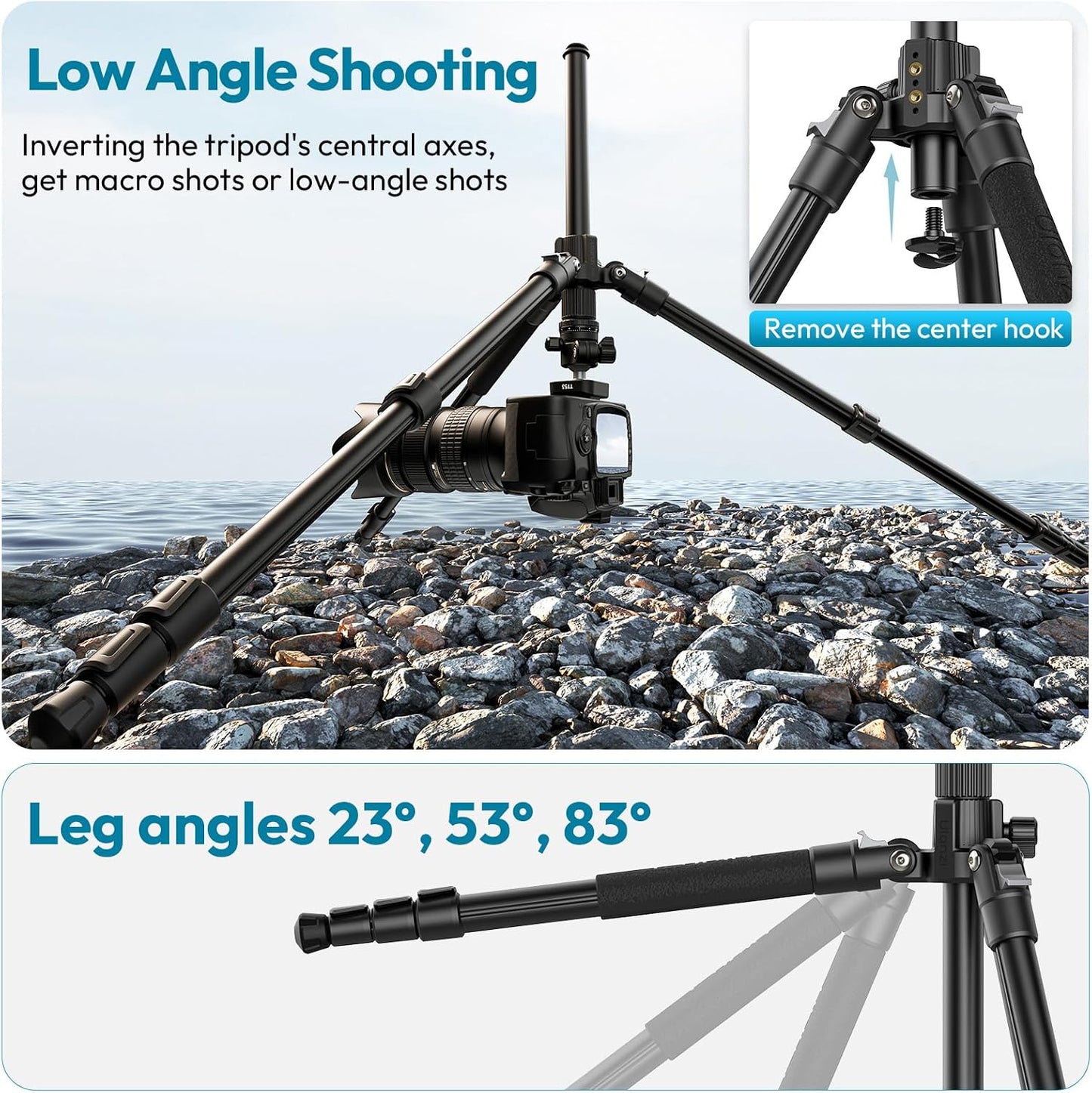 ULANZI TT53 Camera Tripod, 70.8” Travel, Heavy Duty Foldable, 360° Ball Head UKA Plate
