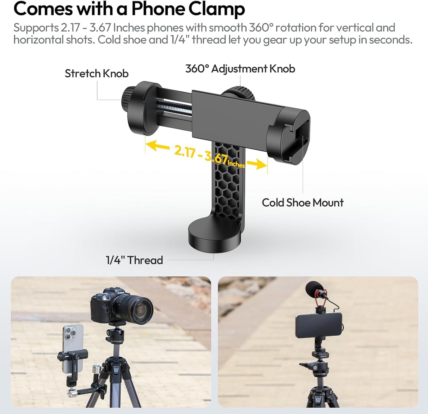 Ulanzi OMBRA II Travel Camera Tripod (T156) – Lightweight Portable Black Tripod
