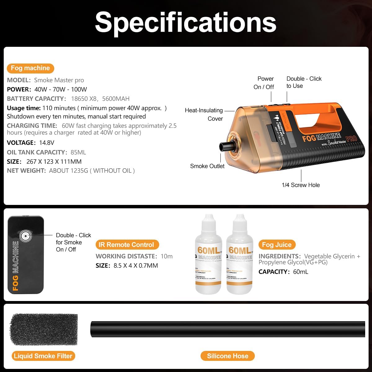 LENSGO 100W (Smoke Master Pro) Fog Machine Remote Portable Stage Photo