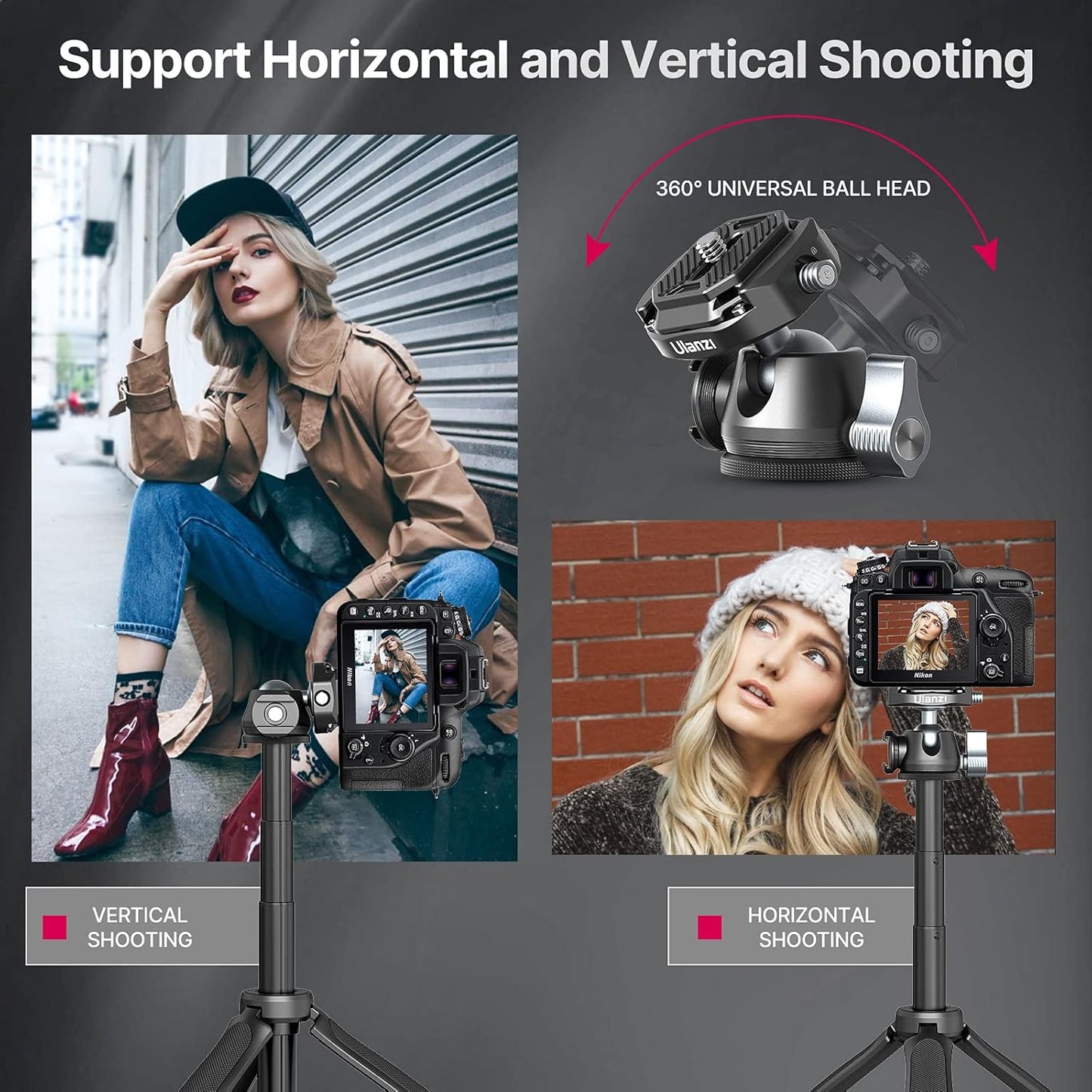 ULANZI MT-46 Aluminum Tripod, F38 Plate, 360 Ball Head, Cold Shoe, 4-Level Adjust