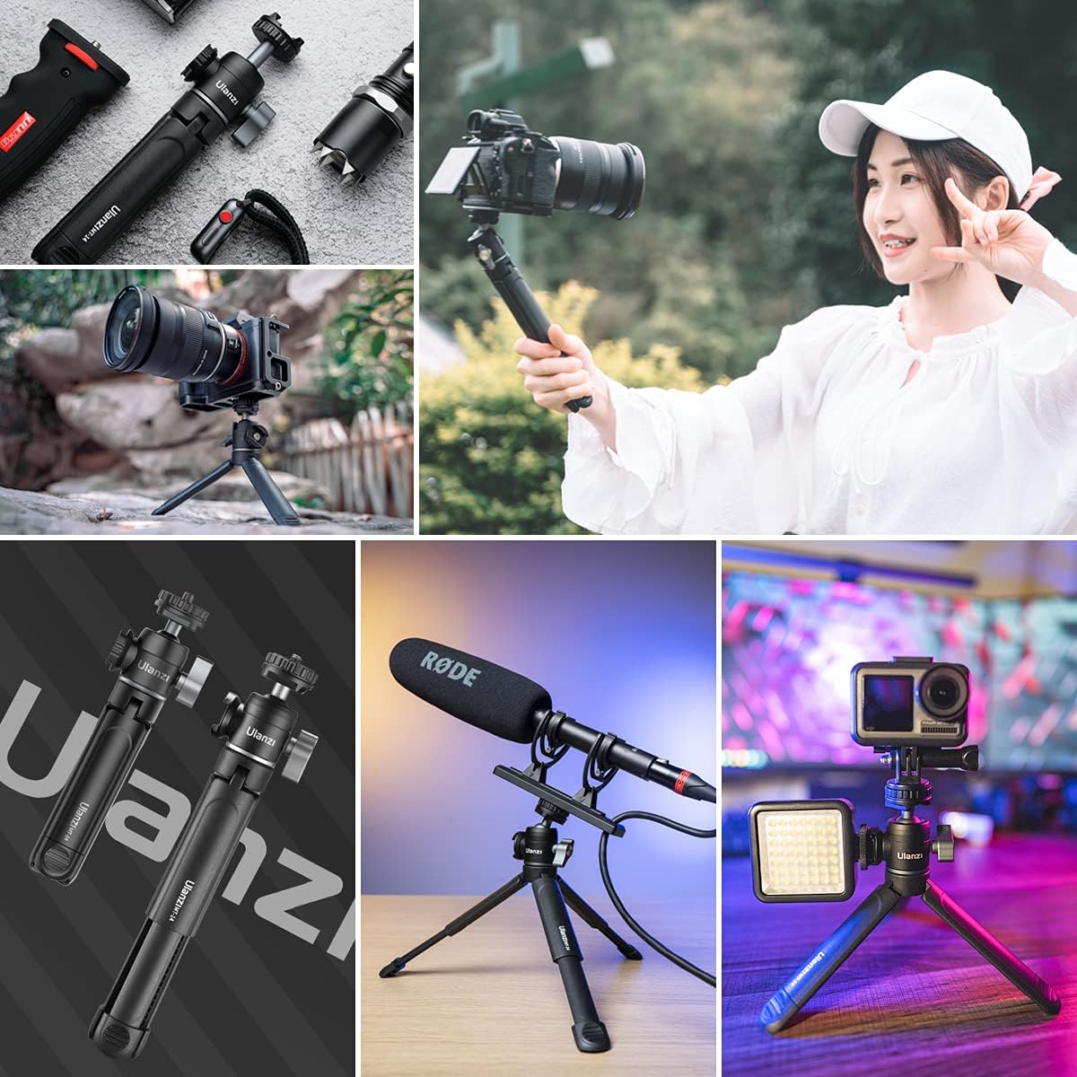 ULANZI Mini Tripod 360° Ball Head Cold Shoe Extendable Vlog Camera Stand ( U60 + MT14)