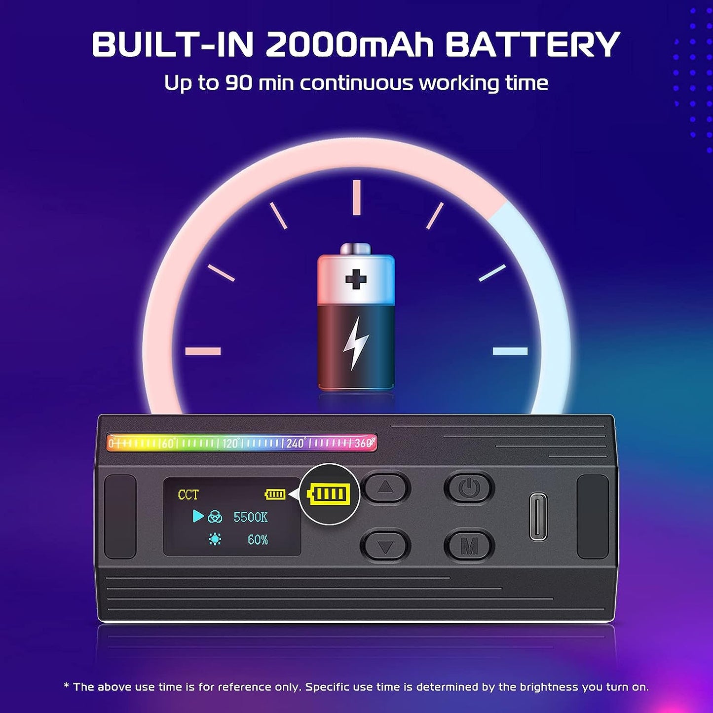 ULANZI Compact Magnetic Handheld 360° RGB LED Video Light, 2000mAh, 2500-9000K Dimmable