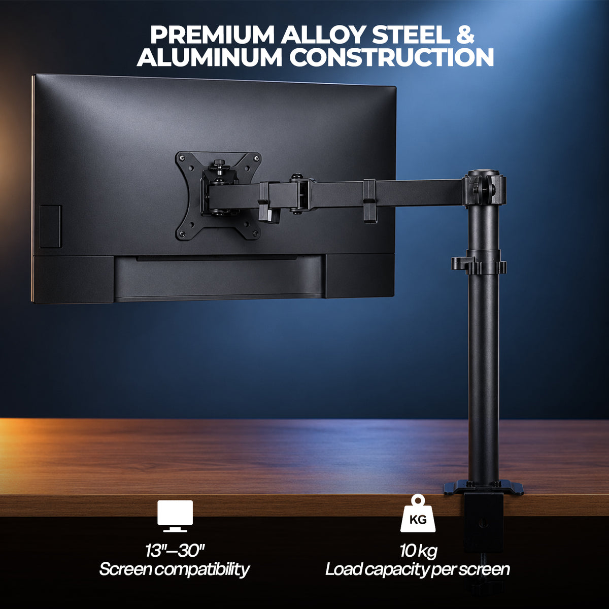 MS12 Monitor Arm, 17–32in, 2–10kg, VESA 75x75/100x100, Articulating Desk Mount